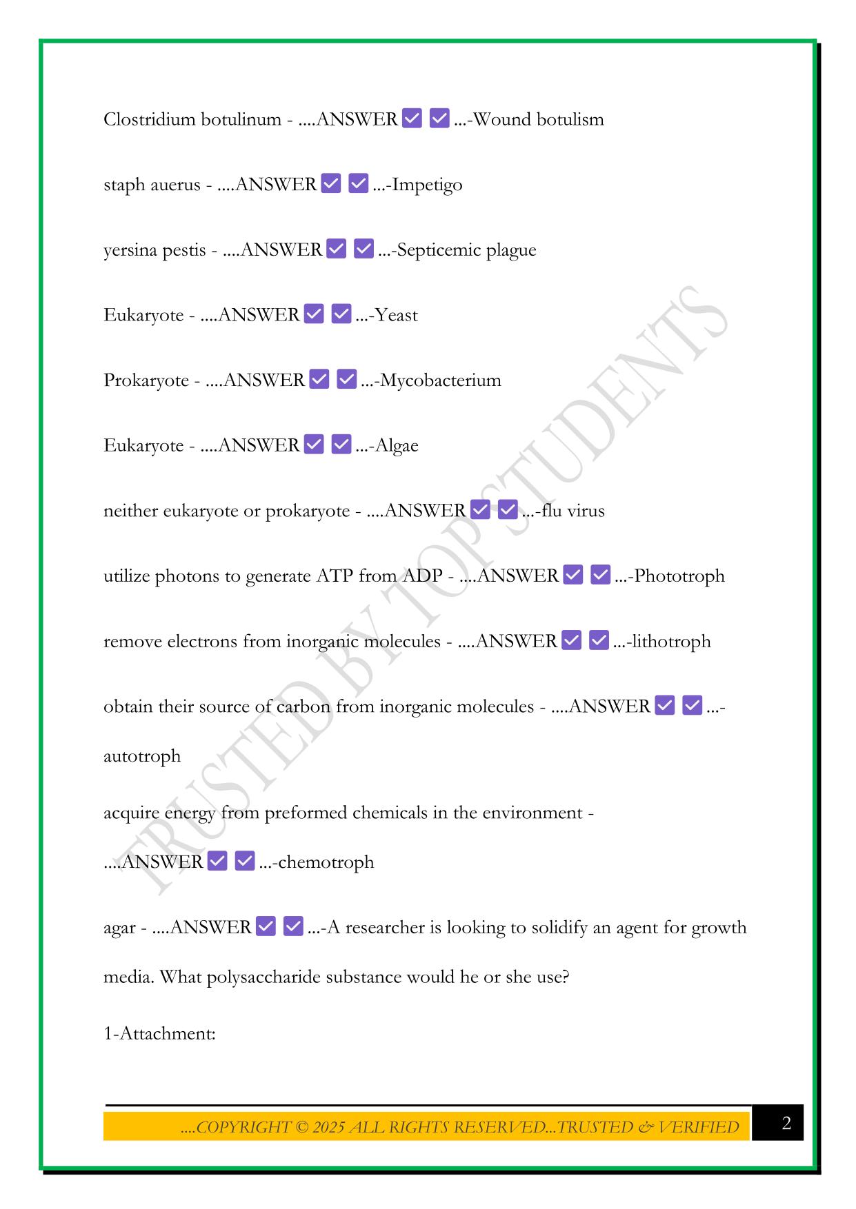 PORTAGE MICROBIOLOGY BIOD171 FINAL EXAM 2025 QUESTIONS AND ANSWERS
