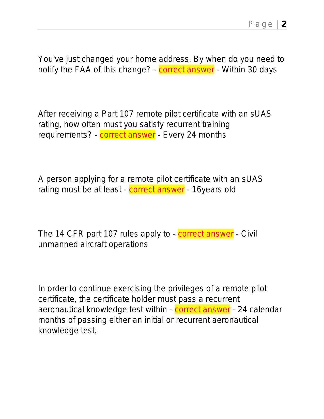 DRONE PILOT- FAA PART 107 2025 QUESTIONS AND ANSWERS.