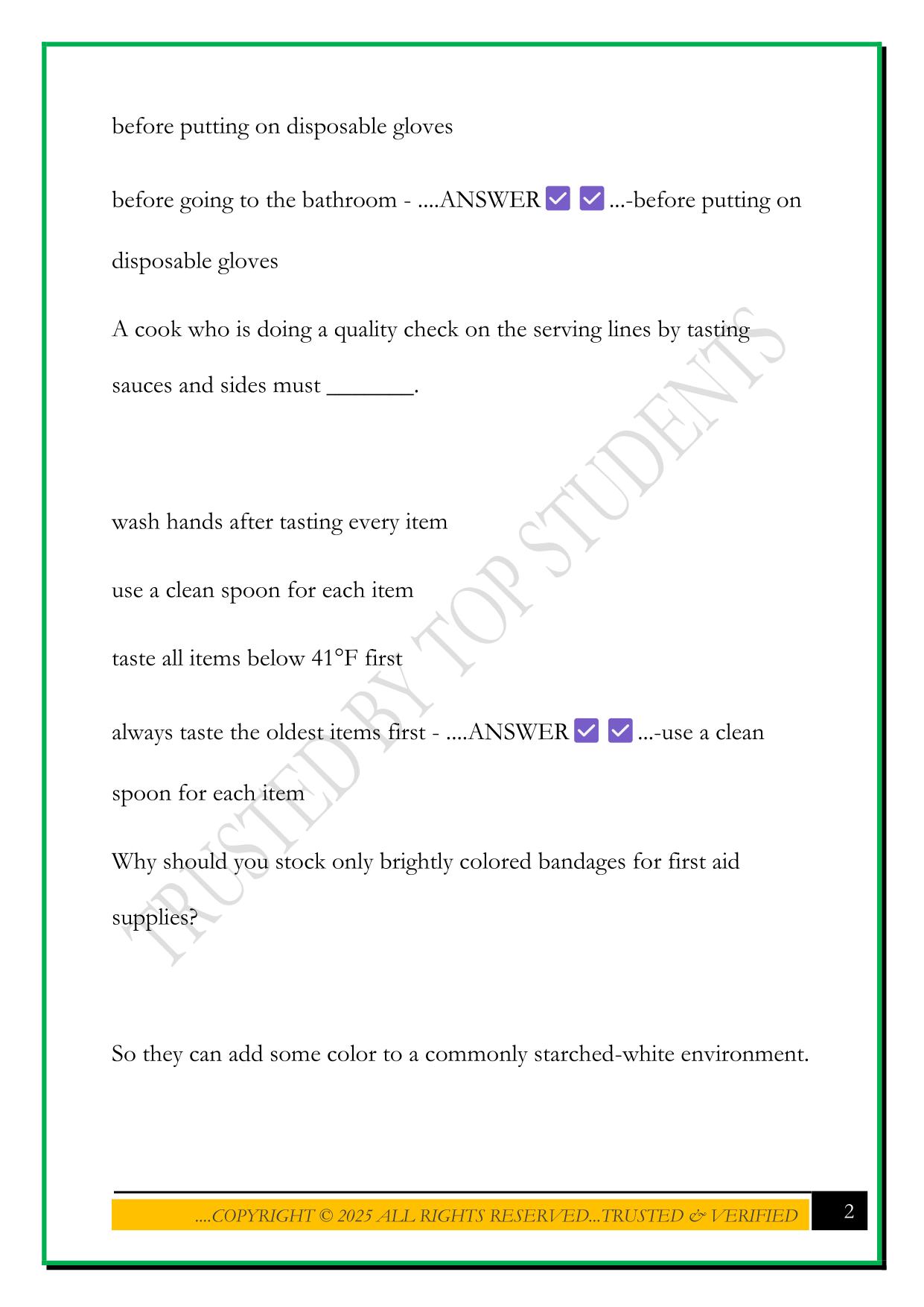 360 ANSI TRAINING FOOD TEST 2025 QUESTIONS AND ANSWERS