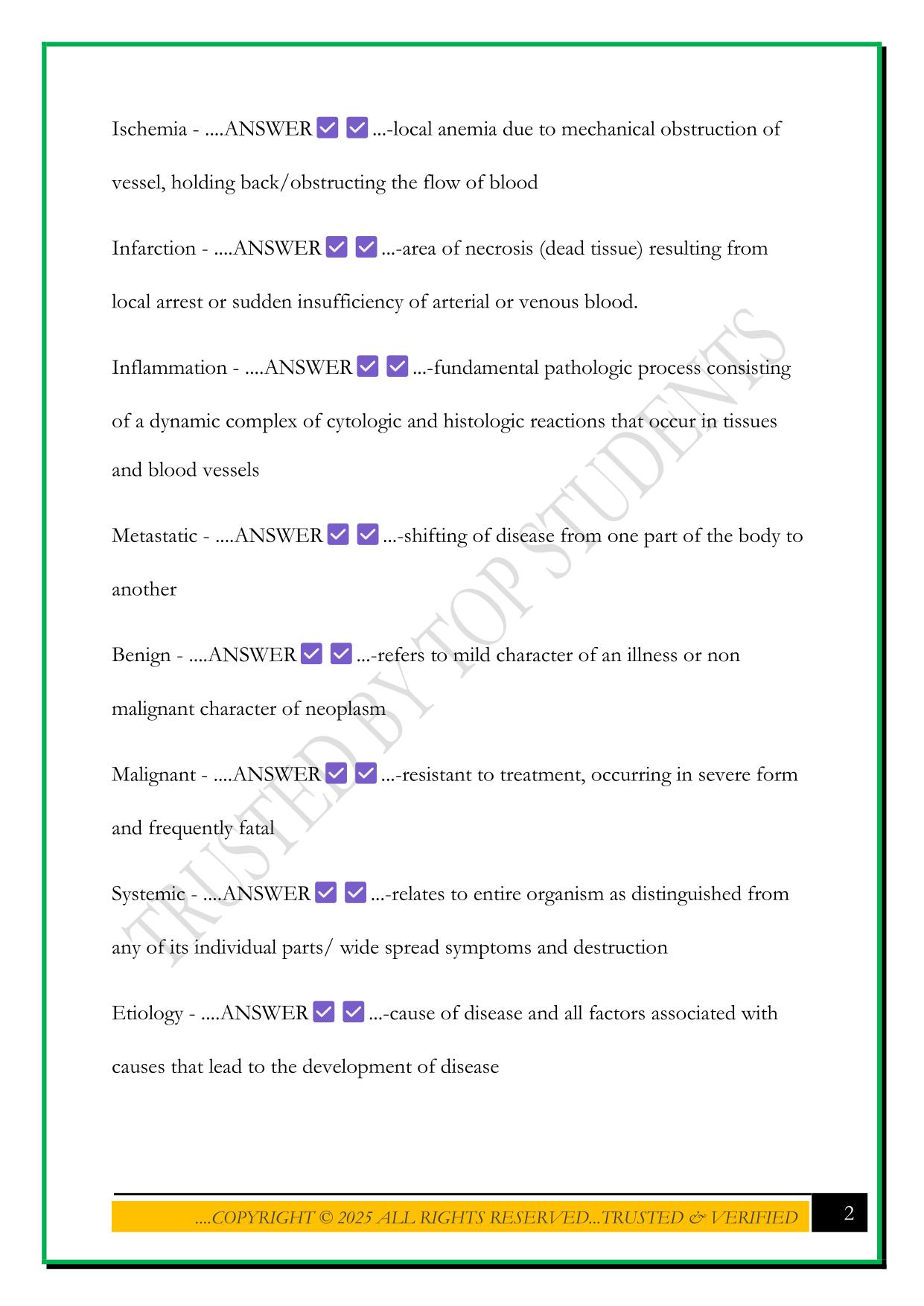 HOSA PATHOPHYSIOLOGY EXAM 2025 QUESTIONS AND ANSWERS