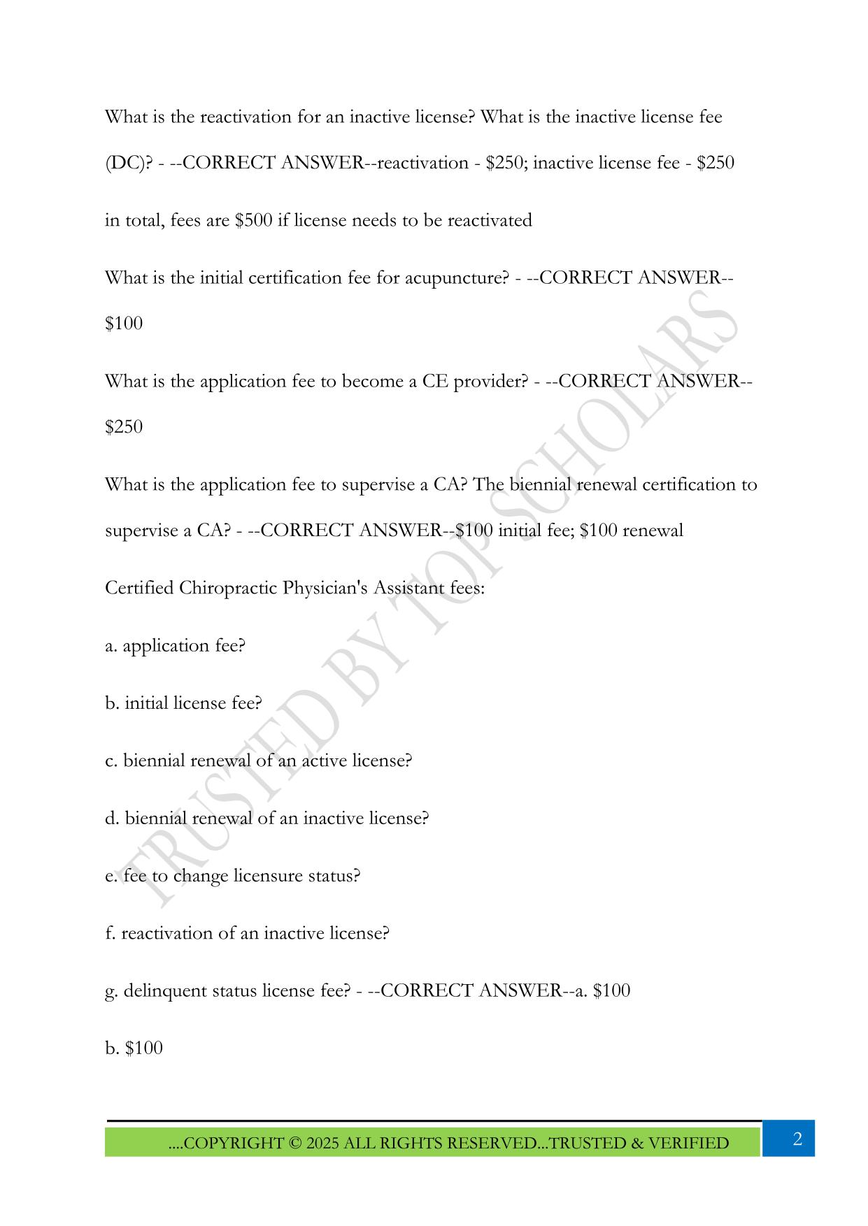 Florida Chiropractic Laws and Rules, Florida Chiropractic Laws and Rules Exam 2025 Questions and Answers
