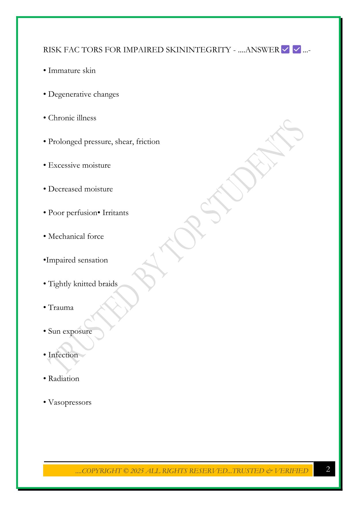 WCU NURS 100 ASSESSMENT 4 EXAM 2025 QUESTIONS AND ANSWERS
