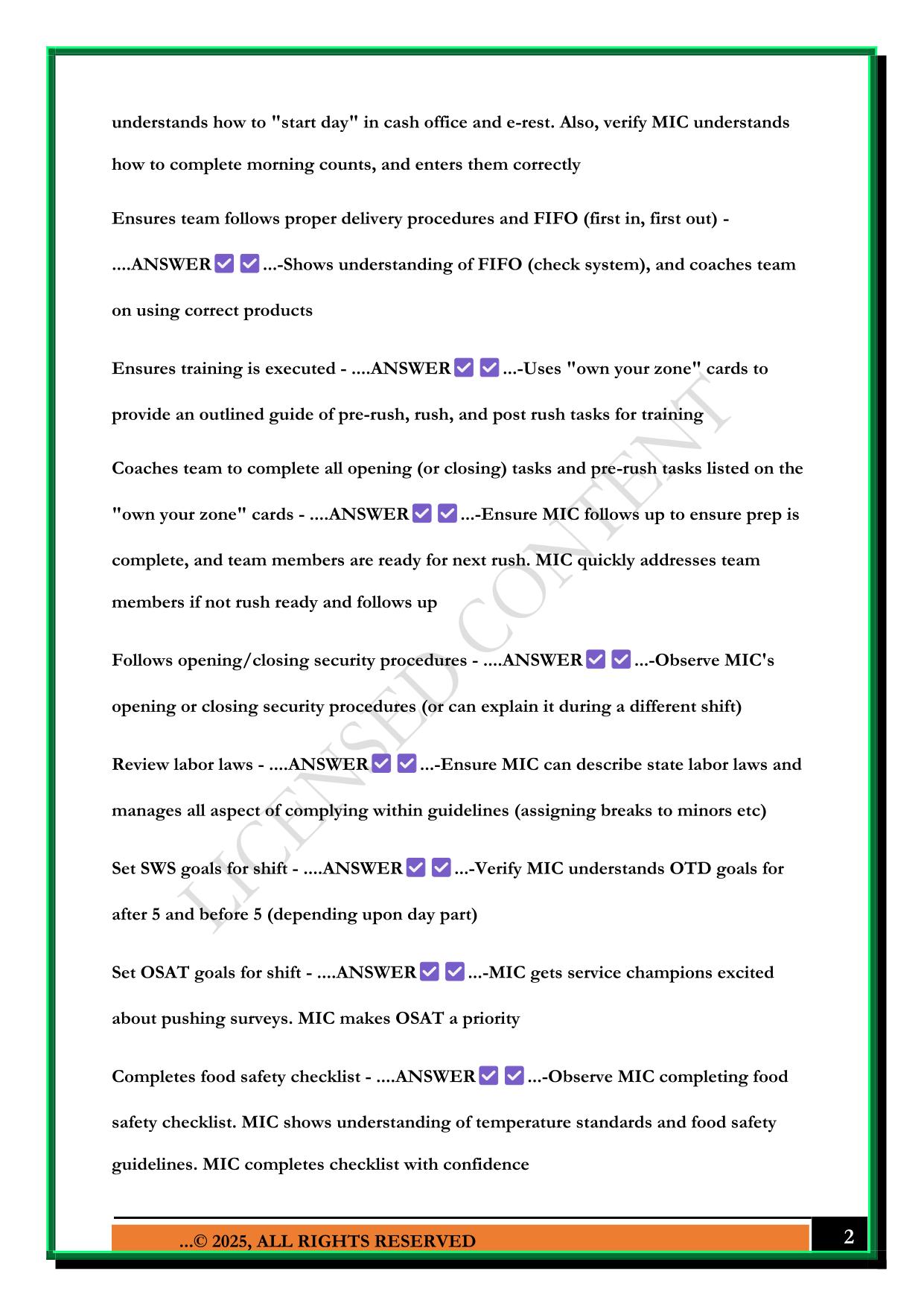 TACO BELL MIC EXAM 2025 QUESTIONS AND ANSWERS