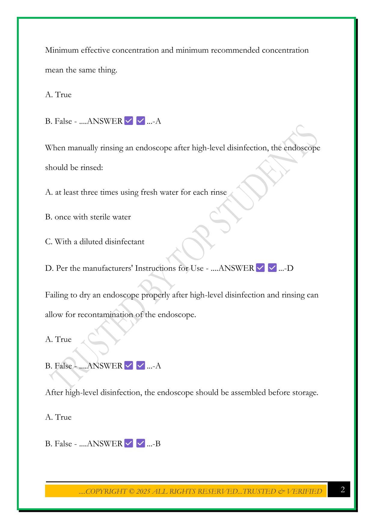 IAHCSMM CER CHAPTERS 9&10 EXAM 2025 QUESTIONS AND ANSWERS