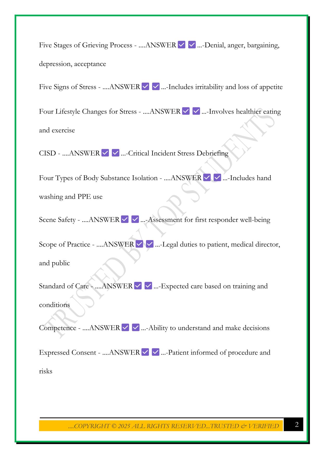 EMR FINAL EXAM STUDY GUIDE 2025 QUESTIONS AND ANSWERS