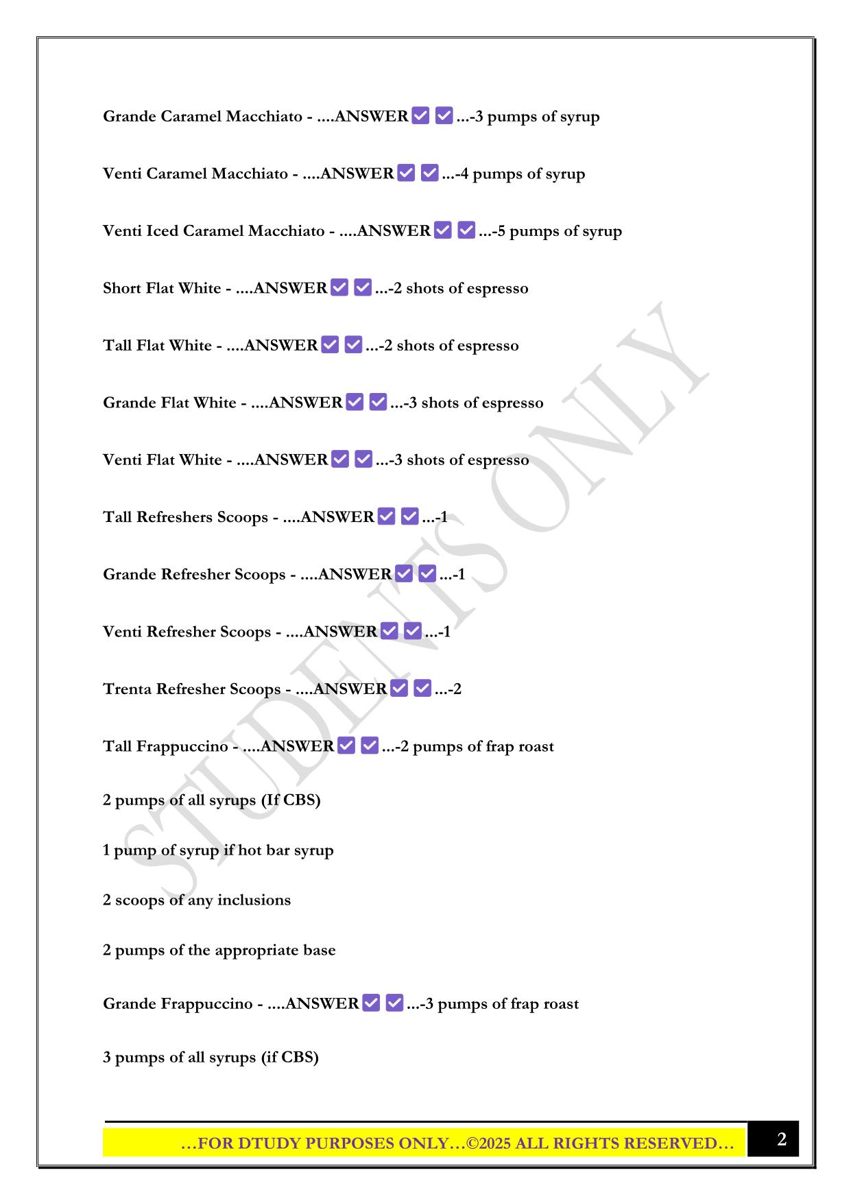 STARBUCKS BARISTA BASICS EXAM 2025 QUESTIONS AND ANSWERS