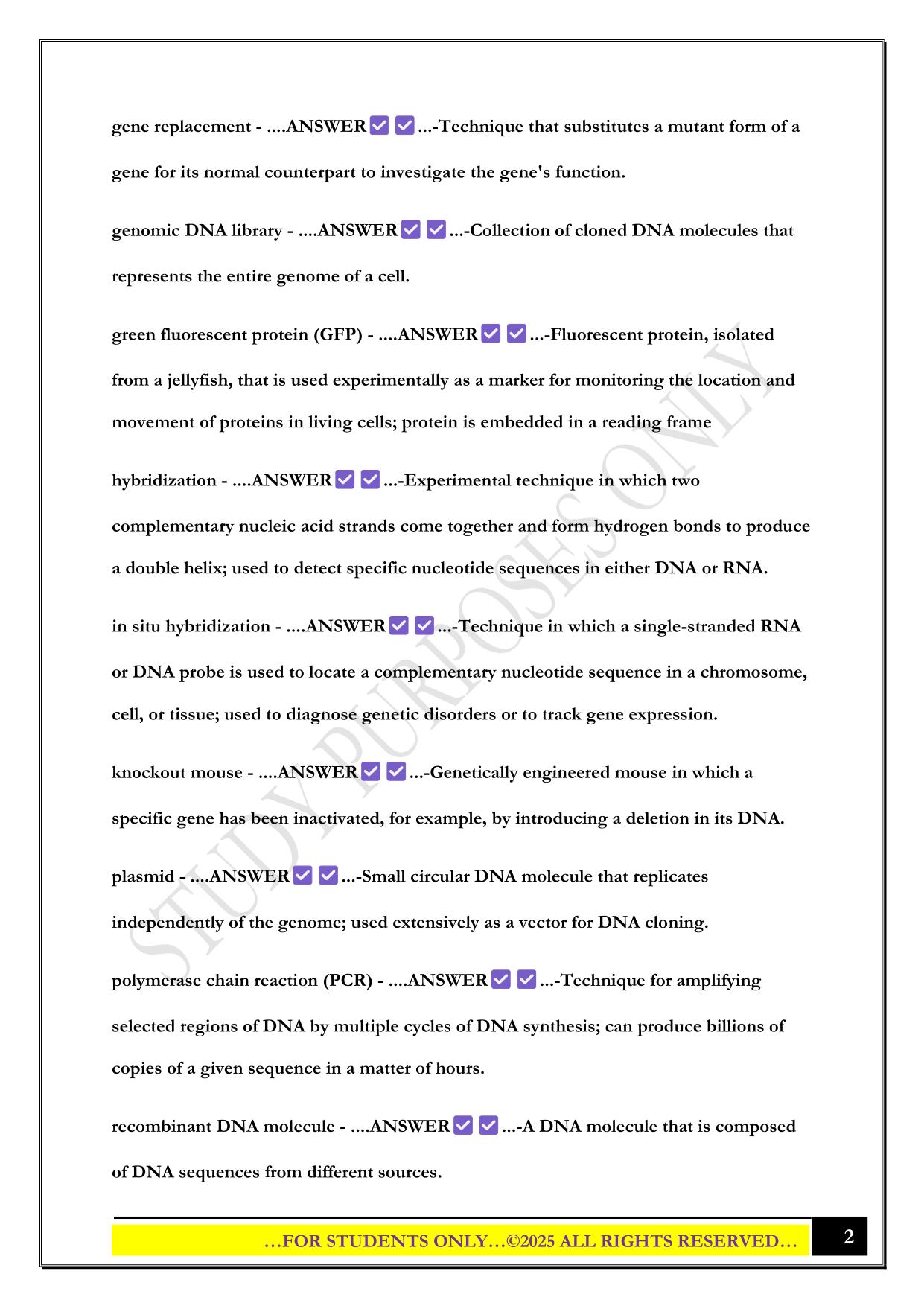 IUPUI Cell Biology Exam #2 2025 Questions and Answers
