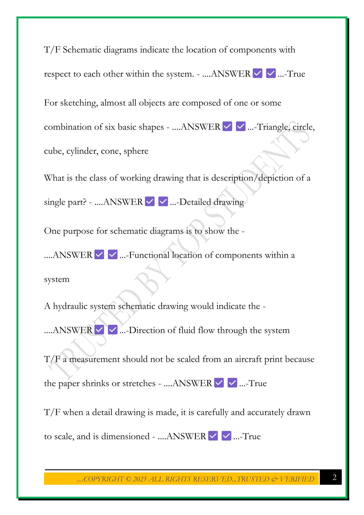 AVIATION GENERAL - AIRCRAFT DRAWINGS FINAL EXAM 2025 QUESTIONS AND ANSWERS