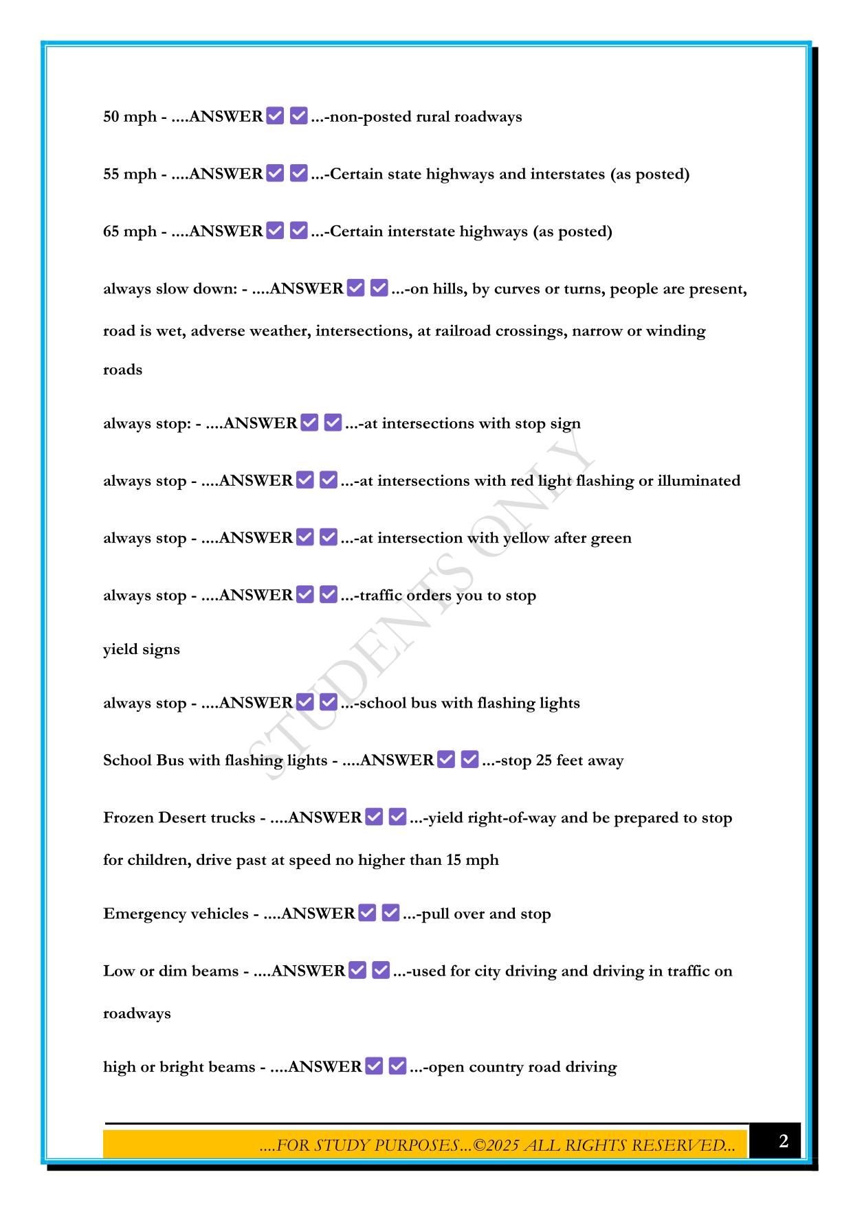 NJ MVC DRIVING TEST 2025 QUESTIONS AND ANSWERS