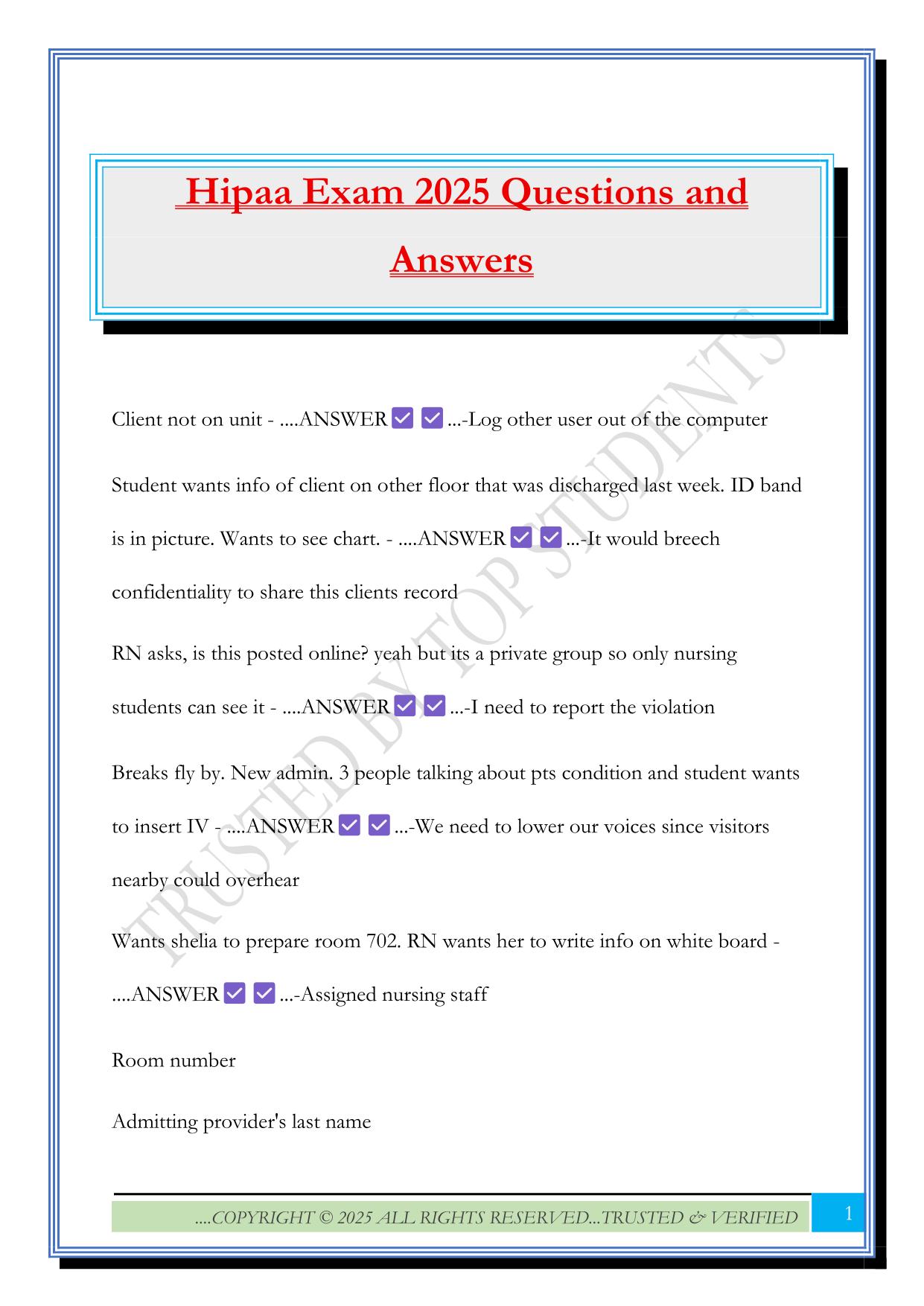 ATI HIPAA Fall 2025 Bundled Exams Questions and Answers |100% Pass |Verified and Updated