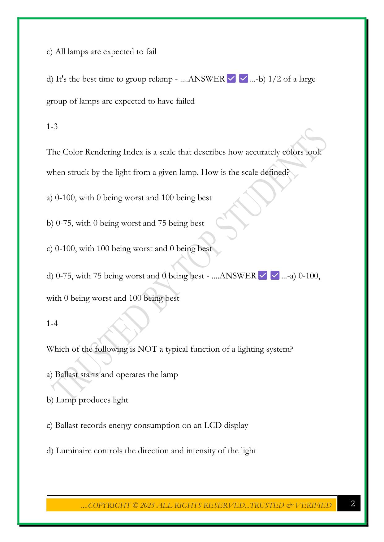 NALMCO CERTIFIED APPRENTICE LIGHTING TECHNICIAN (CALT) STUDY GUIDE 2025 QUESTIONS AND ANSWERS