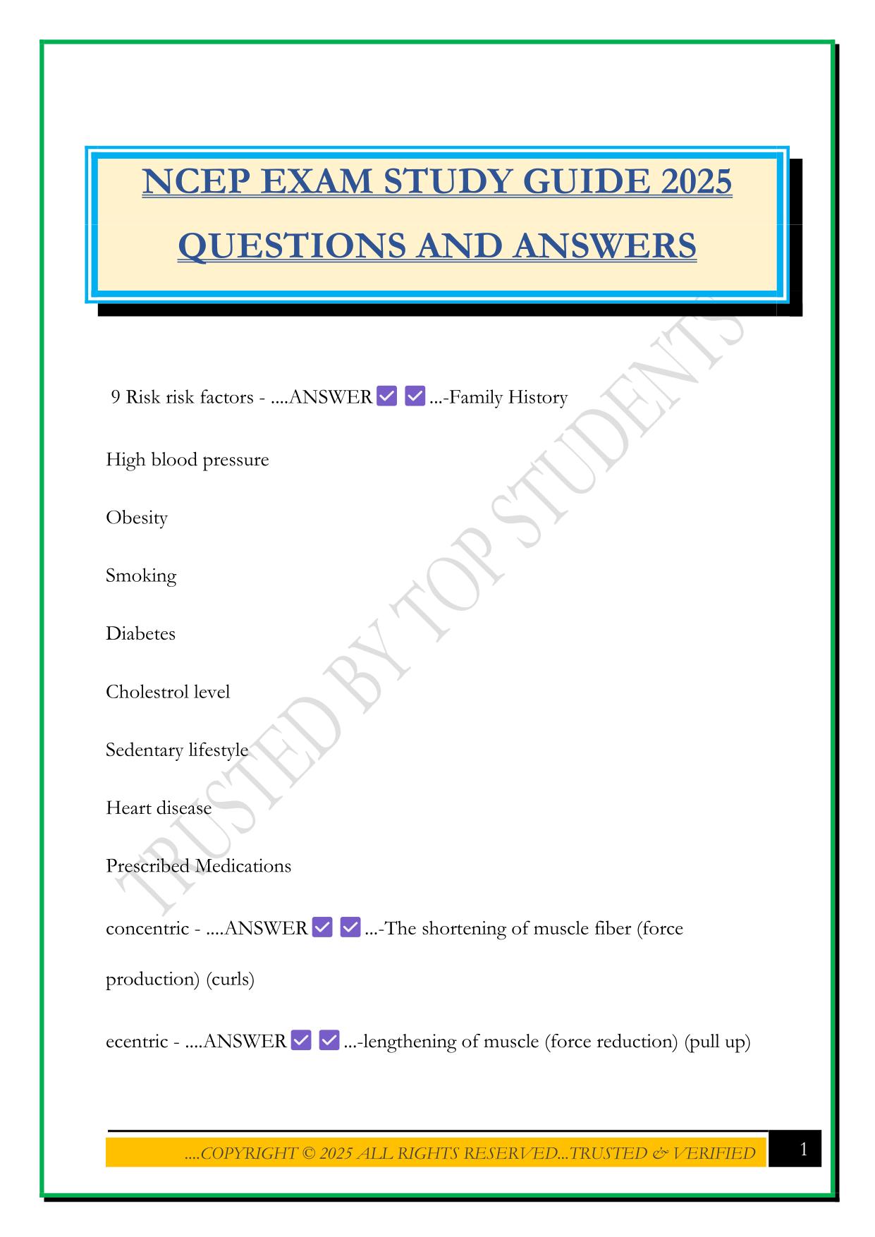 NCEP EXAM STUDY GUIDE 2025 QUESTIONS AND ANSWERS