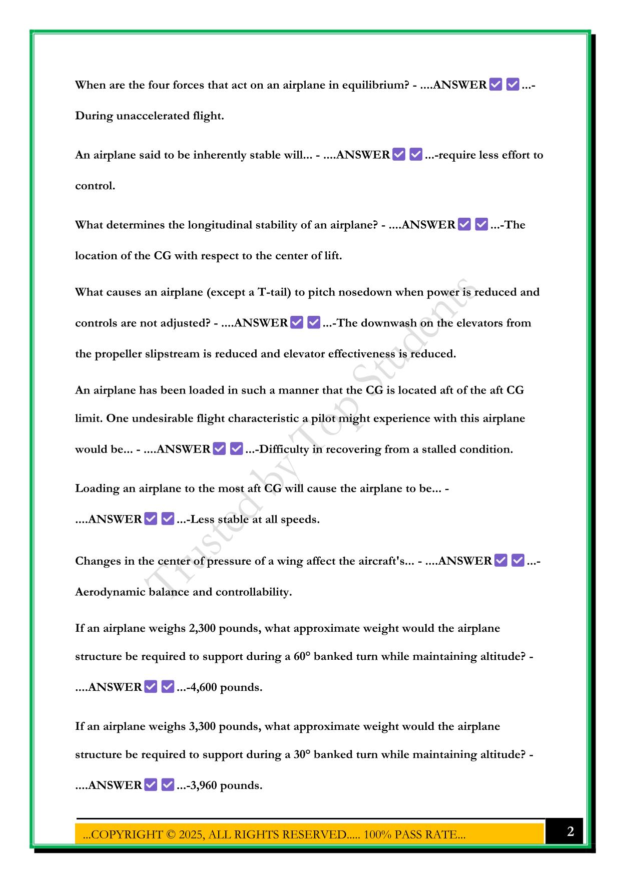 GROUND SCHOOL EXAM 1 2025 QUETSIONS AND ANSWERS