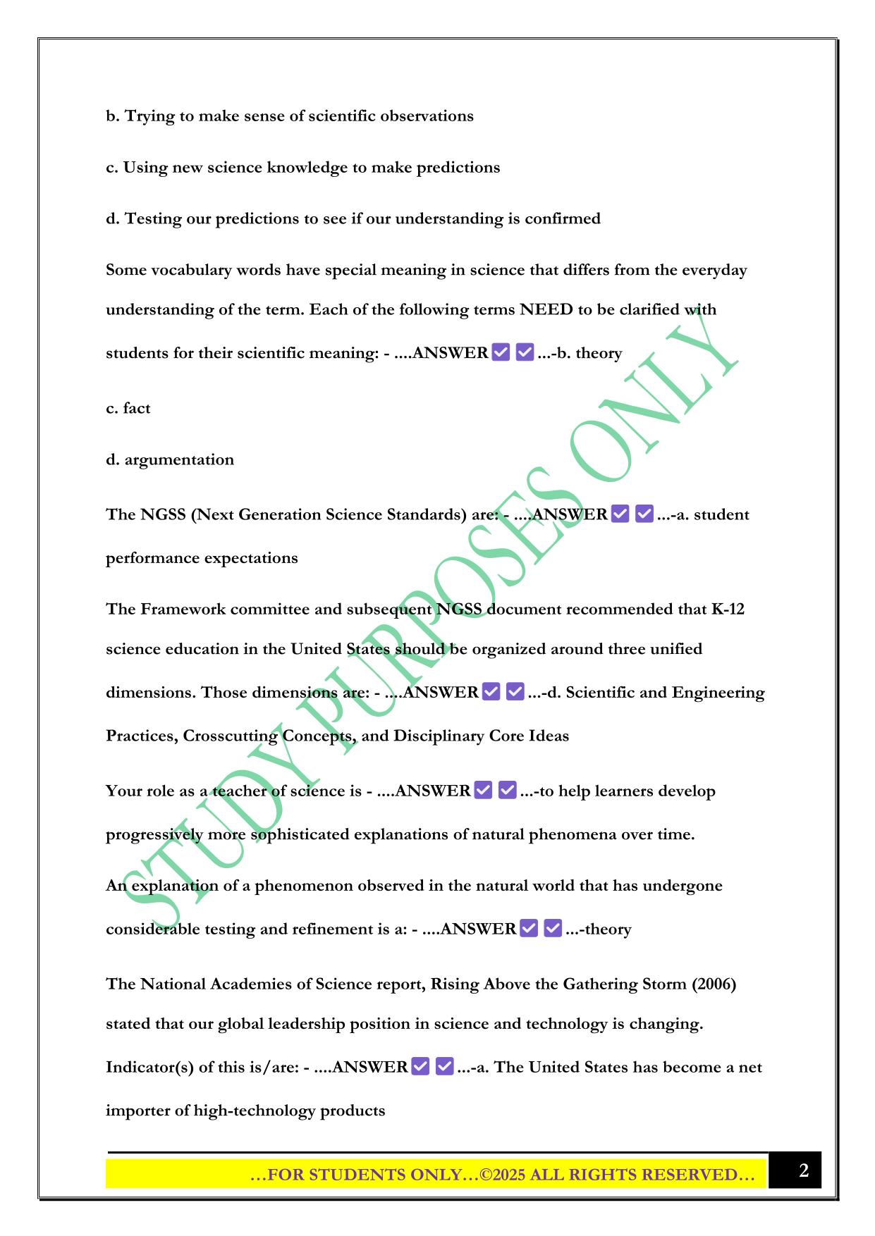 ELED 4310 Ch 1, 2, & 3 Exam 2025 Questions and Answers