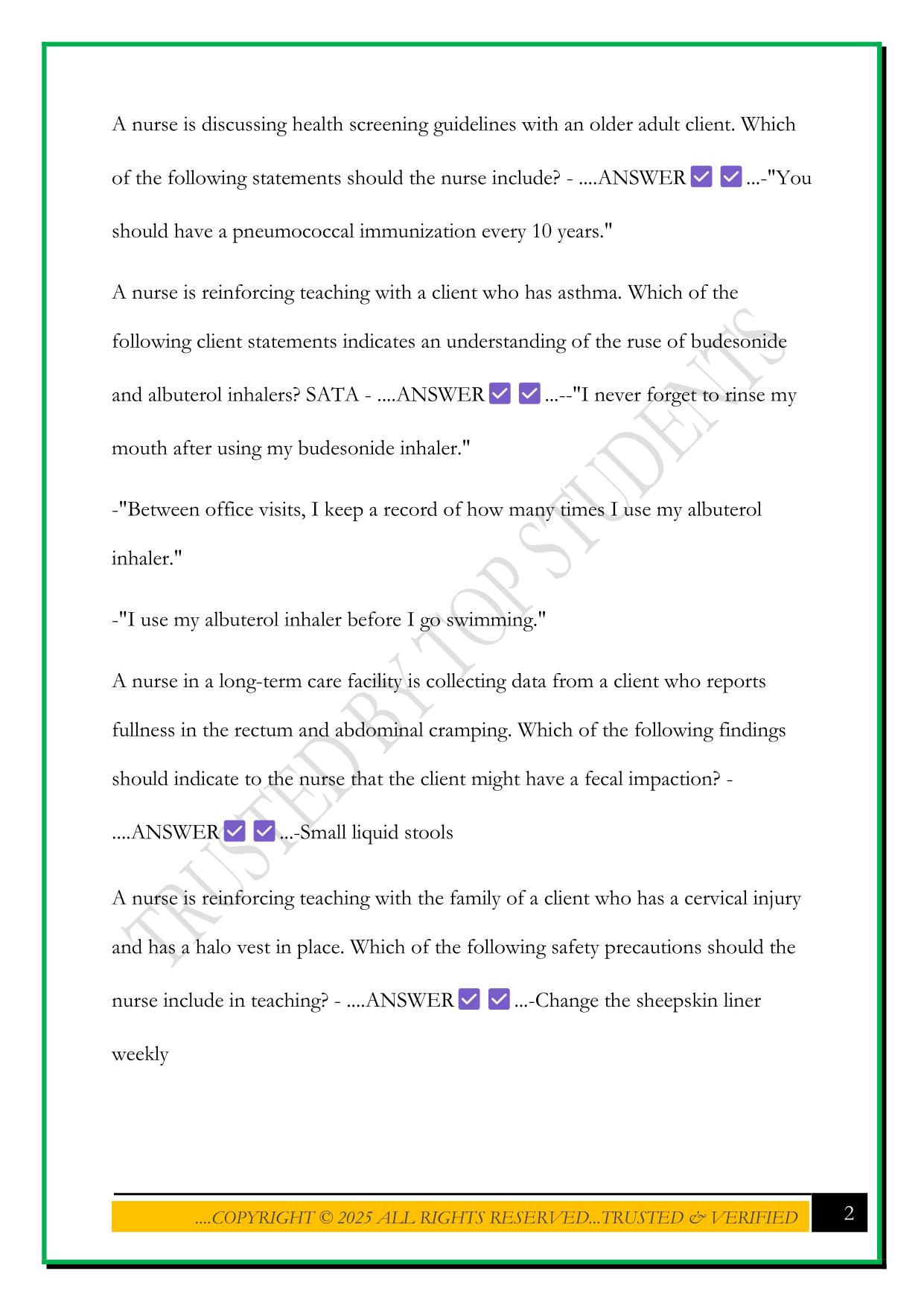 ATI PN ADULT MEDICAL SURGICAL EXAM 2025 QUESTIONS AND ANSWERS