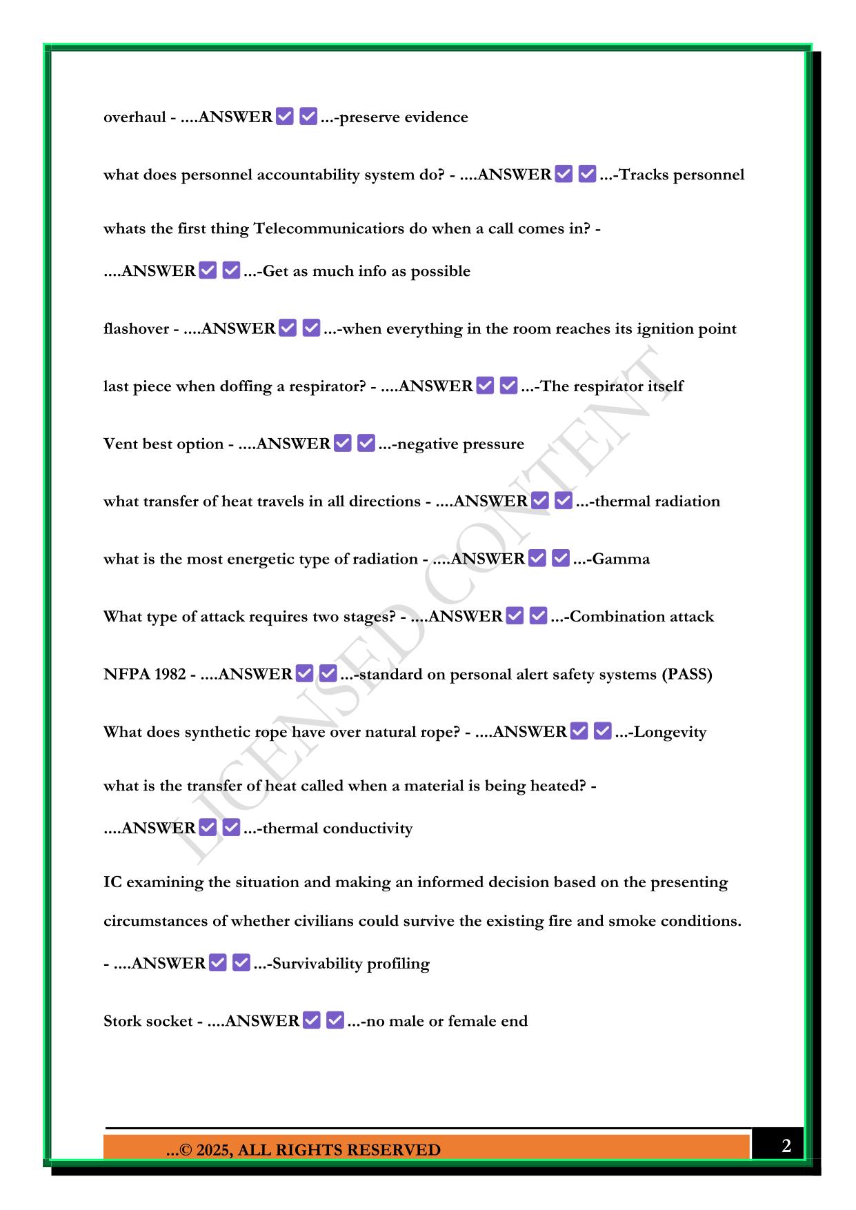 FIRE 1 AND 2 AZ FINAL QUESTIONS WITH CORRECT ANSWERS