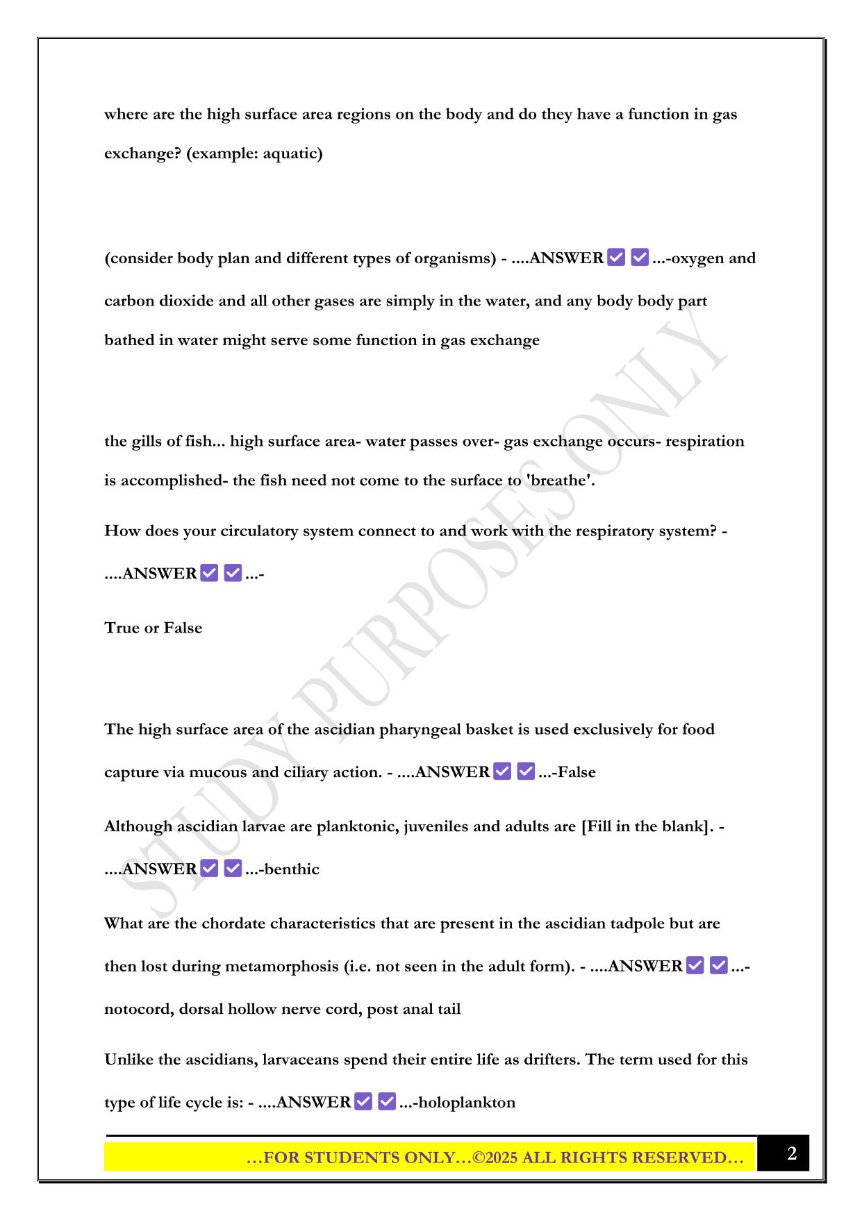 Biol 322 Exam 1 2025 Questions and Answers