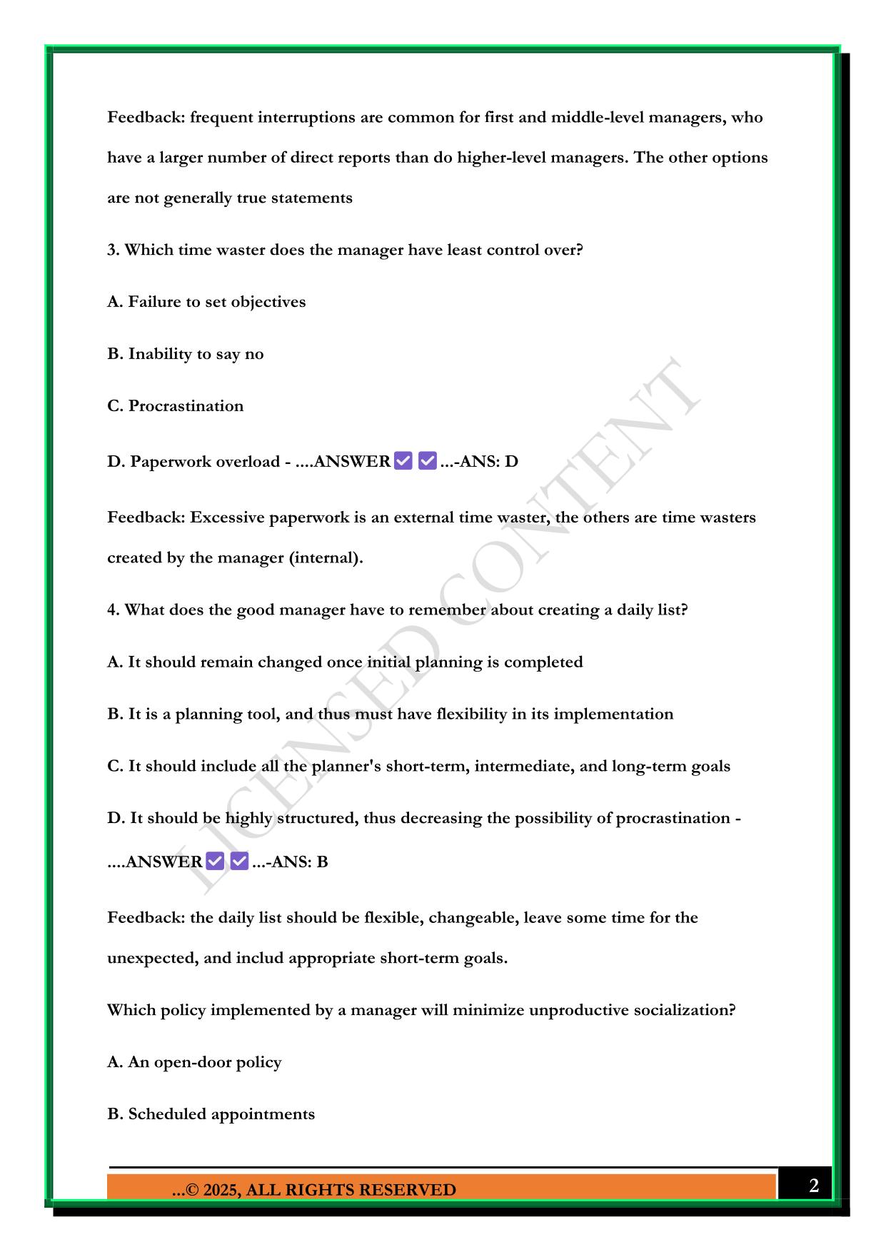 NURSE LEADERSHIP PRACTICE QUESTIONS-CH 9 2025 QUESTIONS AND ANSWERS
