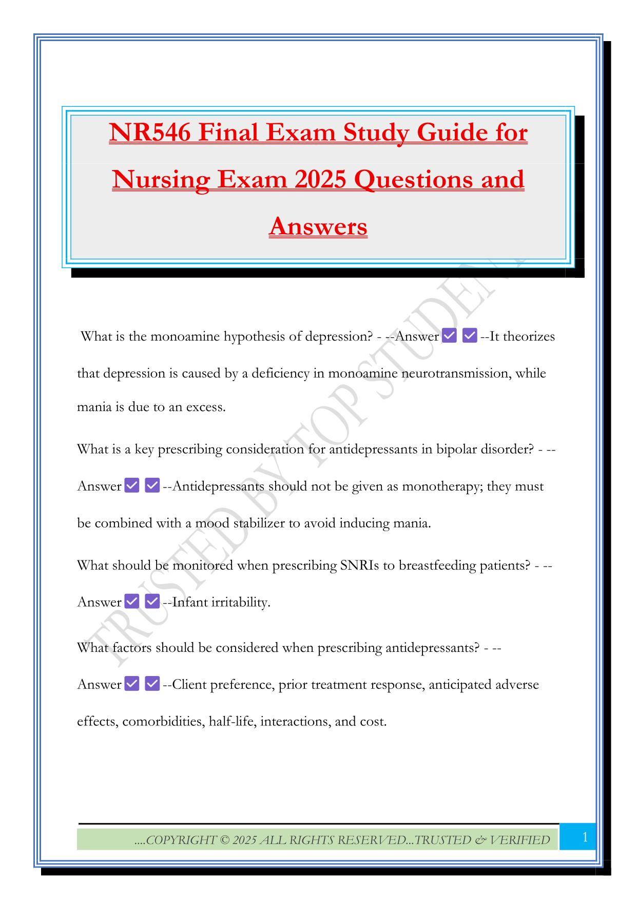 NR 546 Fall 2025 Bundled Exams Questions and Answers |100% Pass Verified and Updated