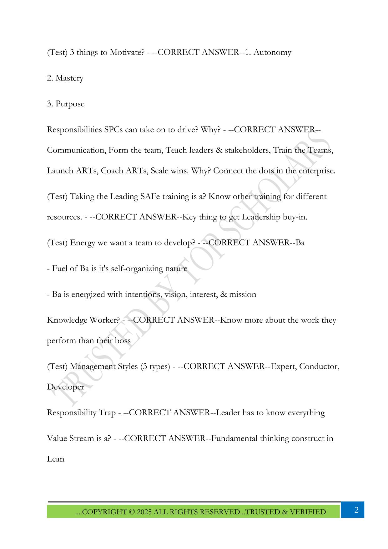 Combined Leading SAFe Exam 2025 Questions and Answers