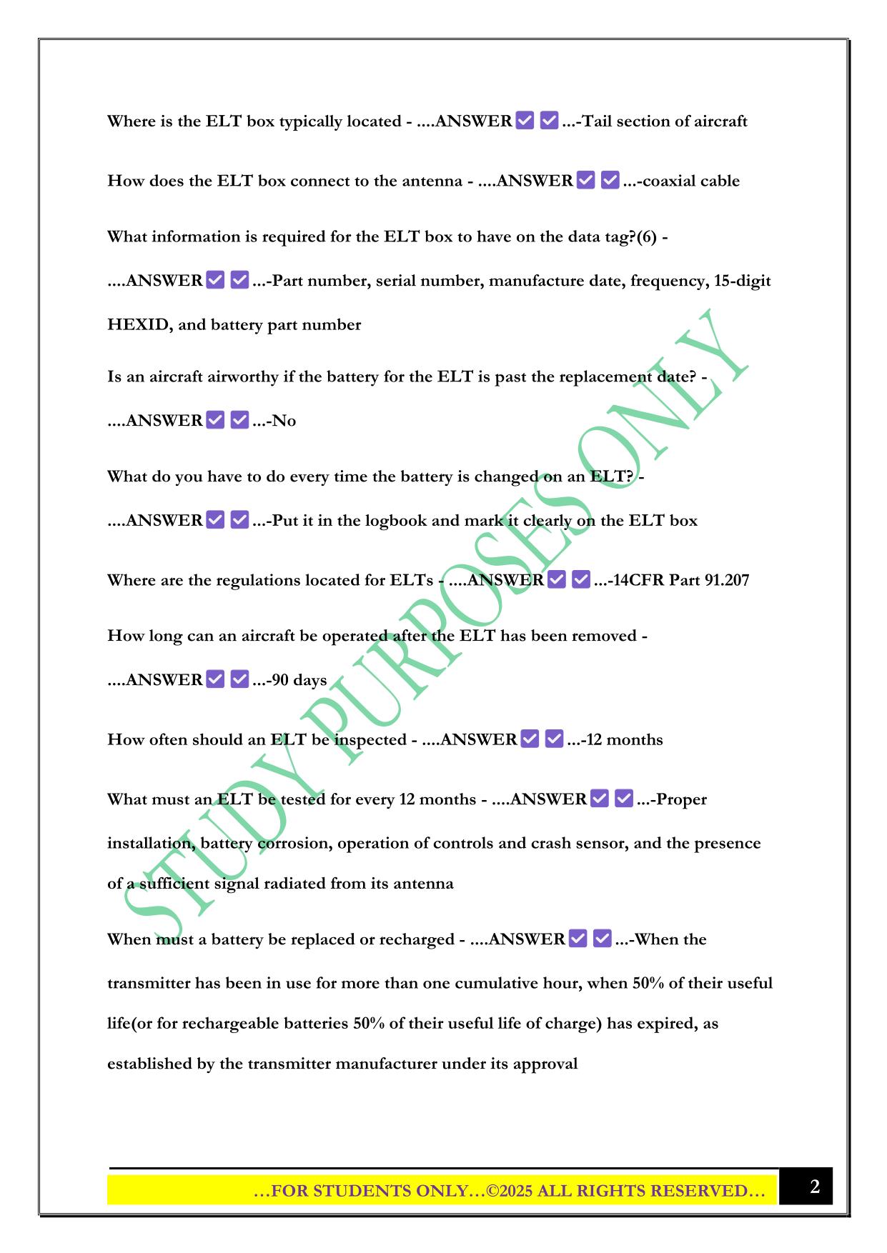 Avionics exam 2 2025 Questions and Answers