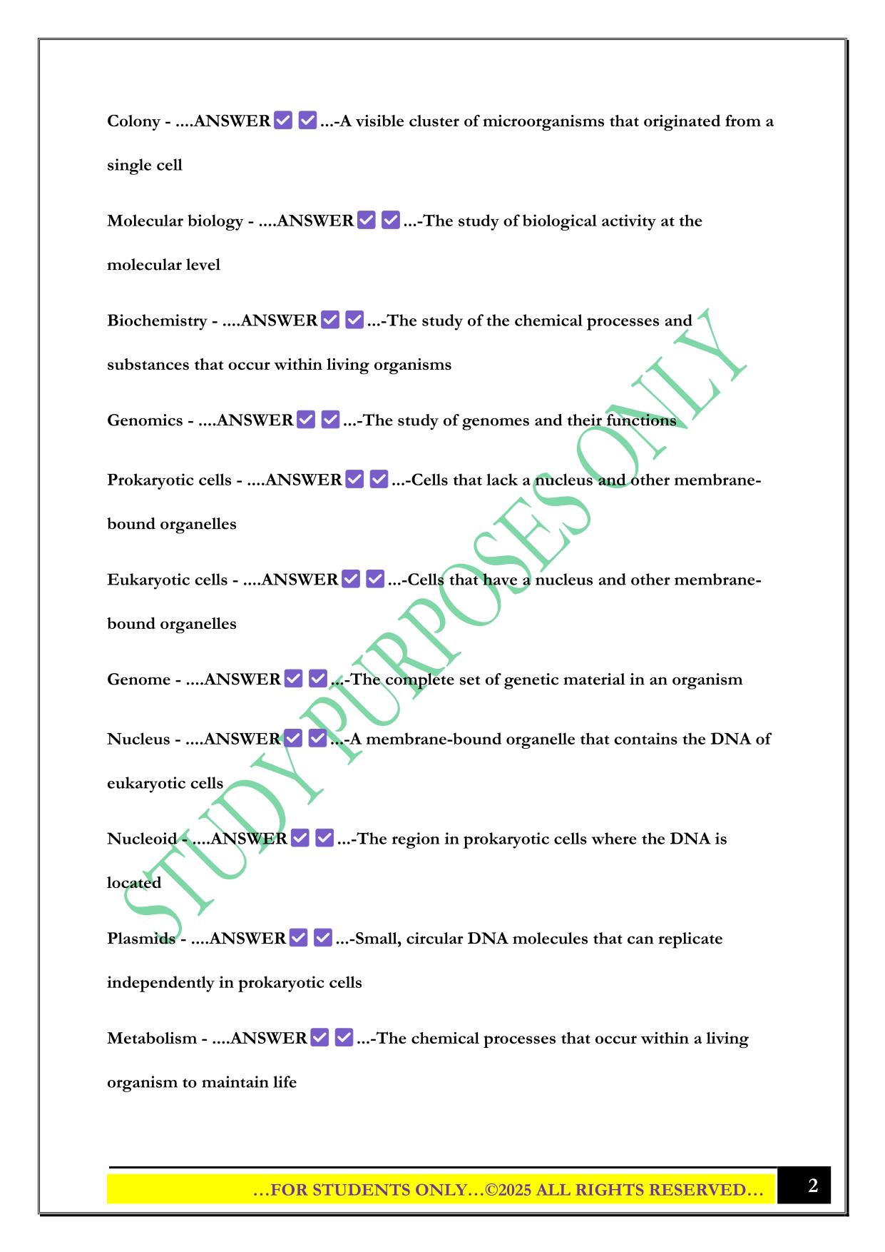Brock Biology of Microorganisms (Chapter 1) Exam 2025 Questions and Answers