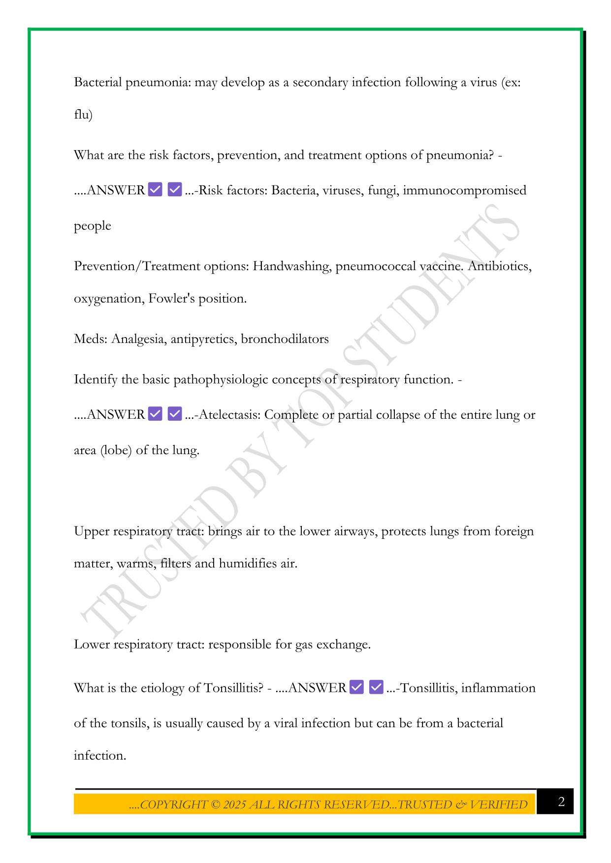 NUR376 EXAM 2 2025 QUESTIONS AND ANSWERS
