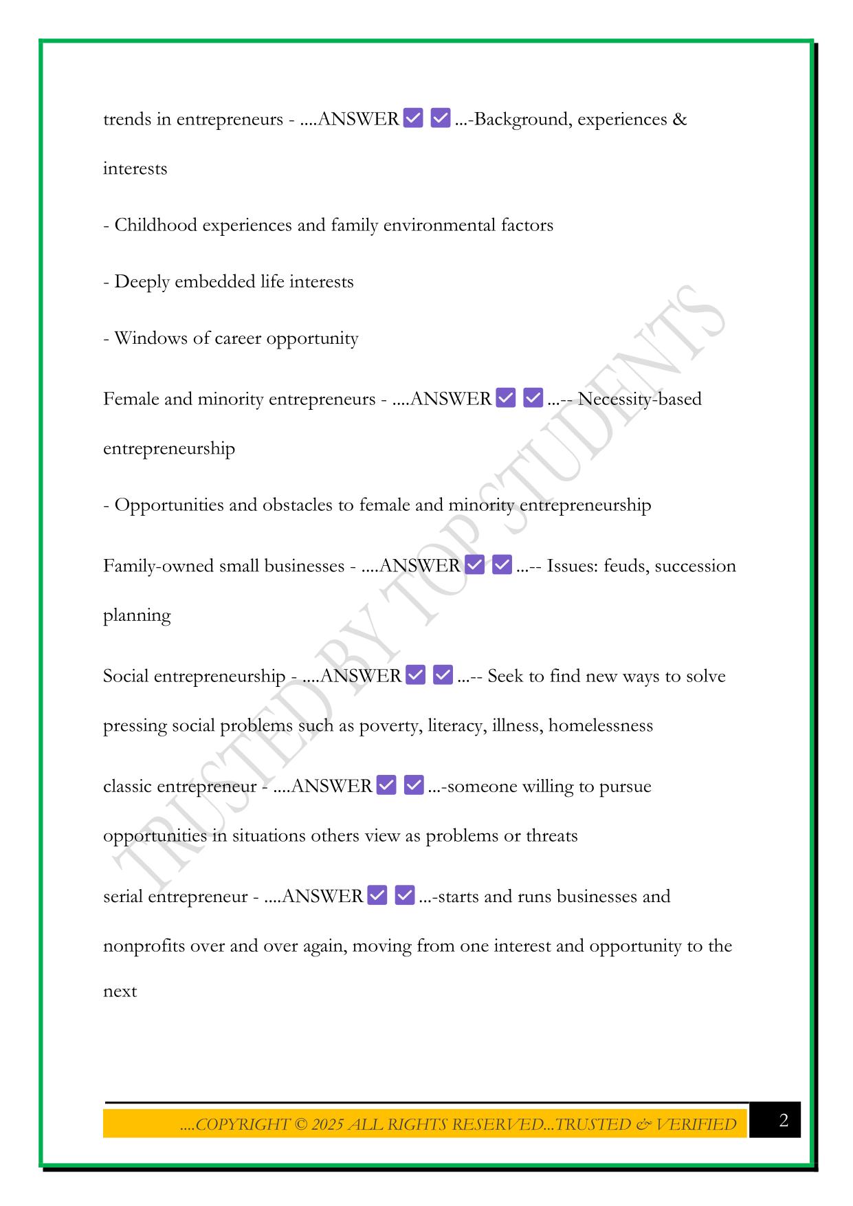 MGT 202 EXAM 2 2025 QUESTIONS AND ANSWERS