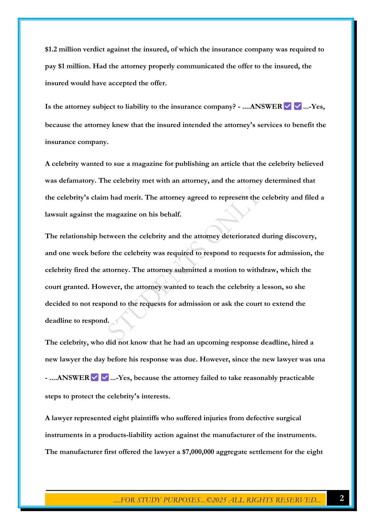 MPRE (THEMIS / BARBRI MCQS) EXAM 2025 QUESTIONS AND ANSWERS