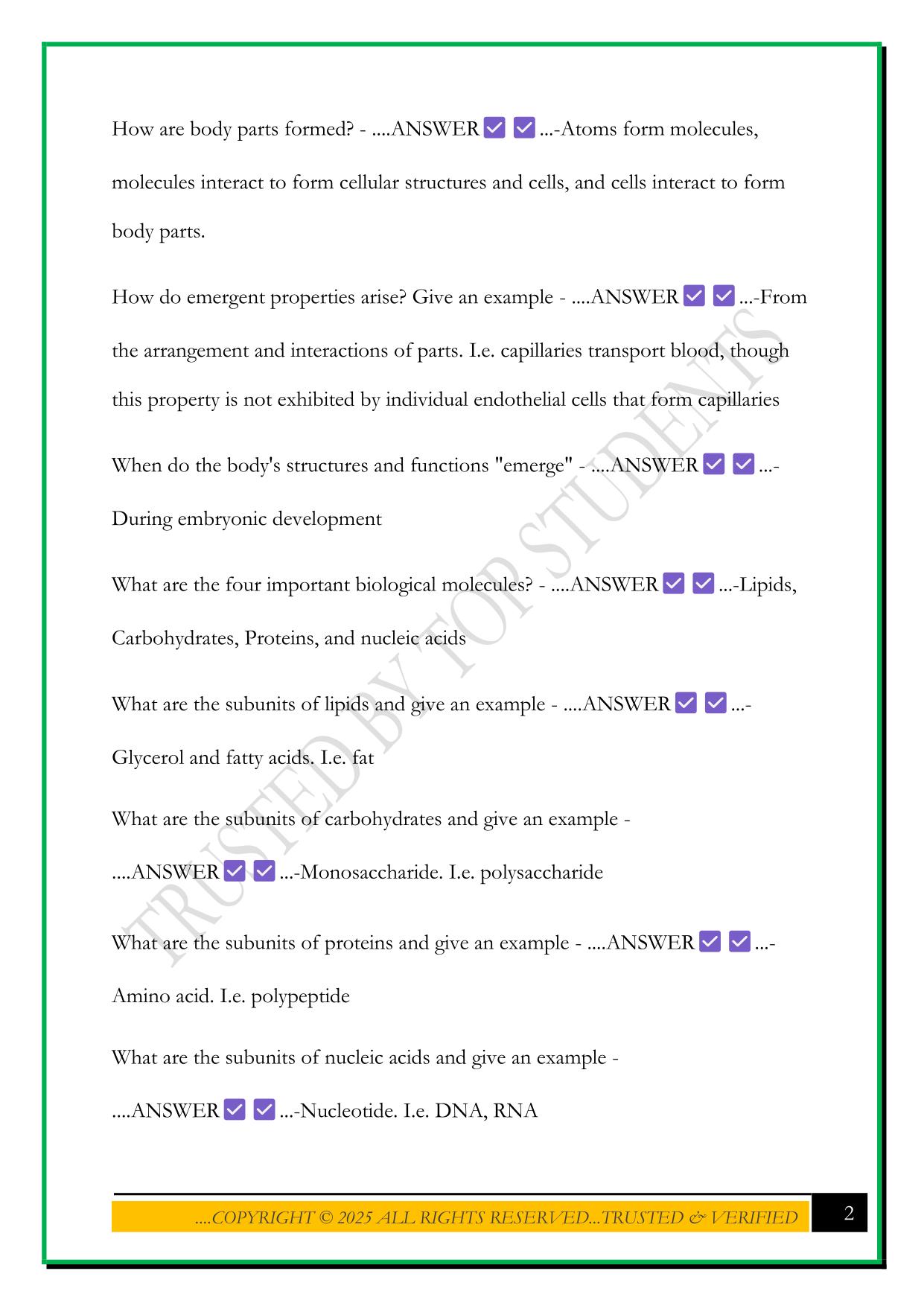 NATS 1675 HUMAN DEVELOPMENT TEST 1 2025 QUESTIONS AND ANSWERS