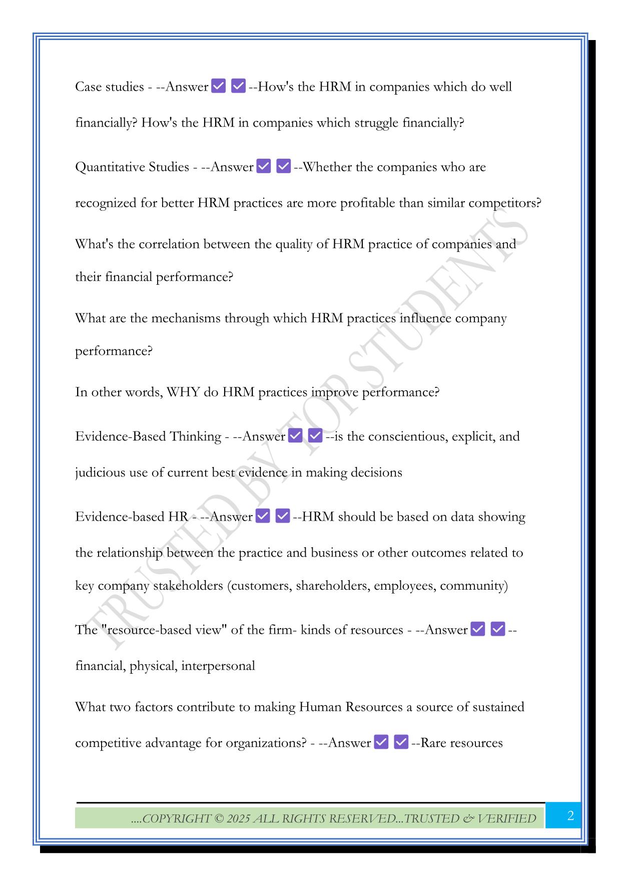 HRMN 3420 EXAM 1 AUBURN 2025 Questions and Answers