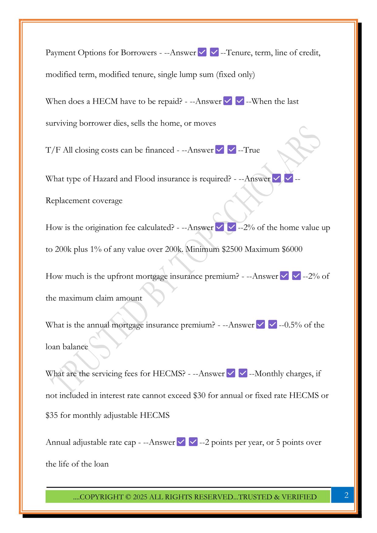 HECM HO111 Exam 2025 Questions and Answers