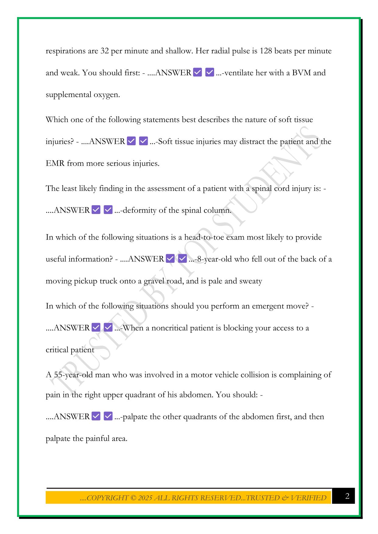 EMR FINAL EXAM 2025 QUESTIONS AND ANSWERS