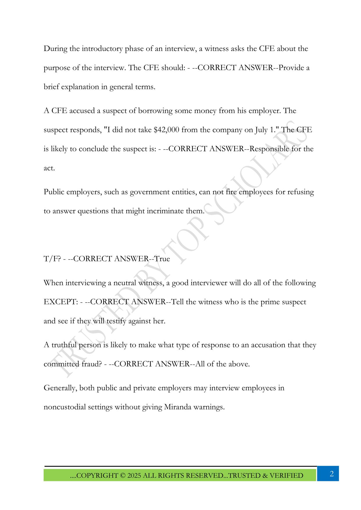 Fraud Examination ACFE Part 1 2025 Questions and Answers