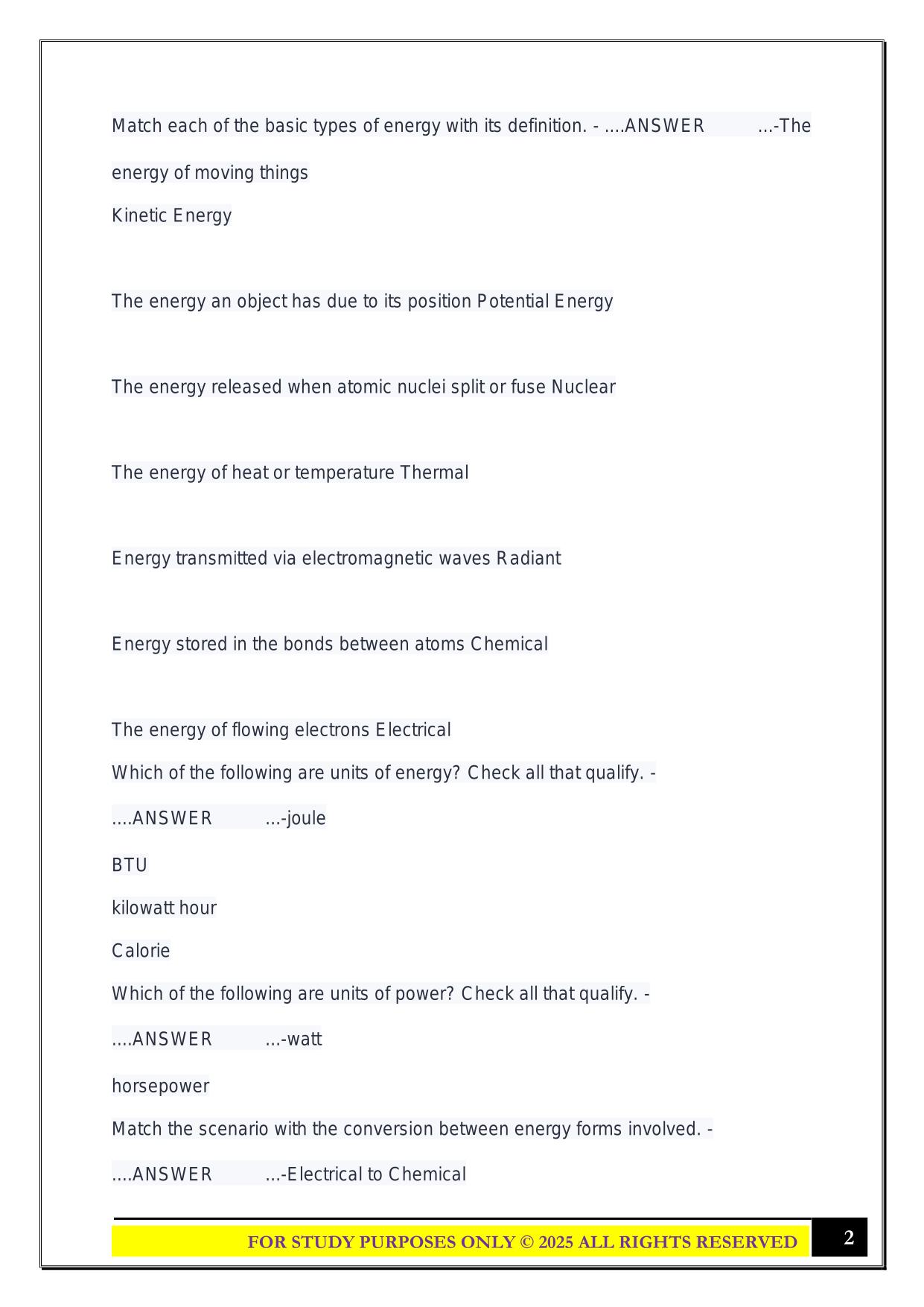 EGEE Midterm Exam 1 Review 2025 Questions and Answers