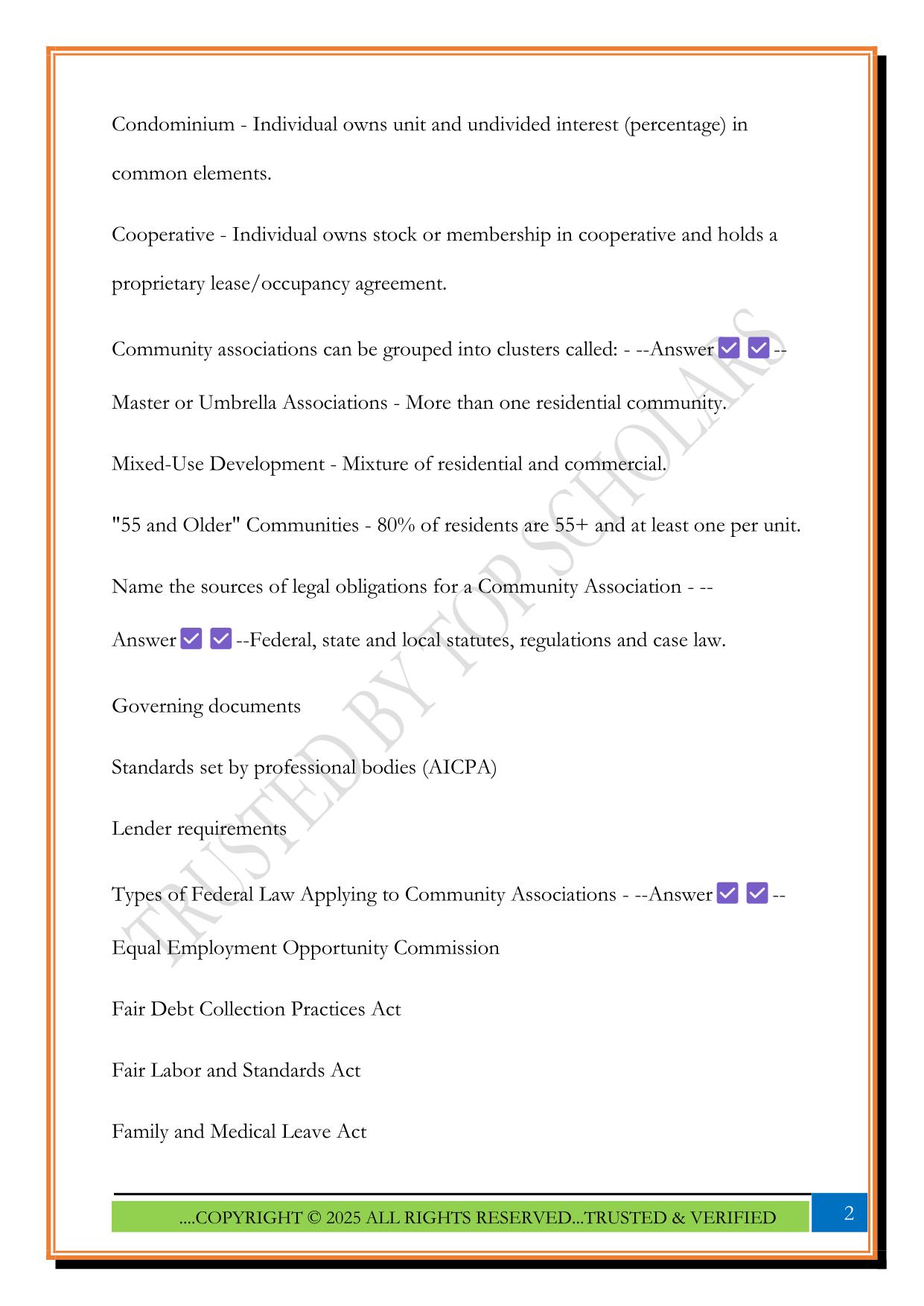 M-100 The Essentials of Community Association Management Exam 2025 Questions and Answers