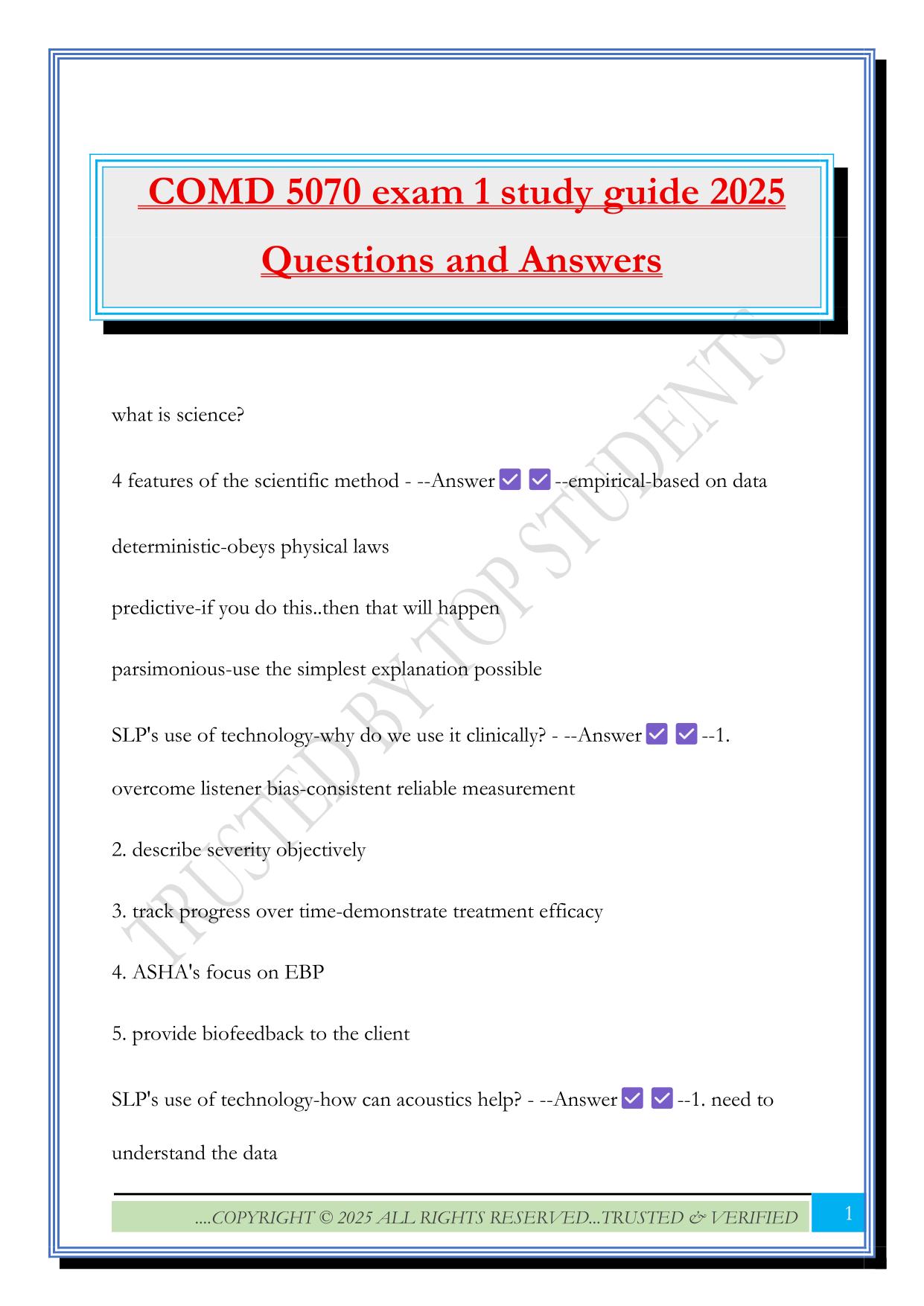 COMD 5070 exam 1 study guide 2025 Questions and Answers