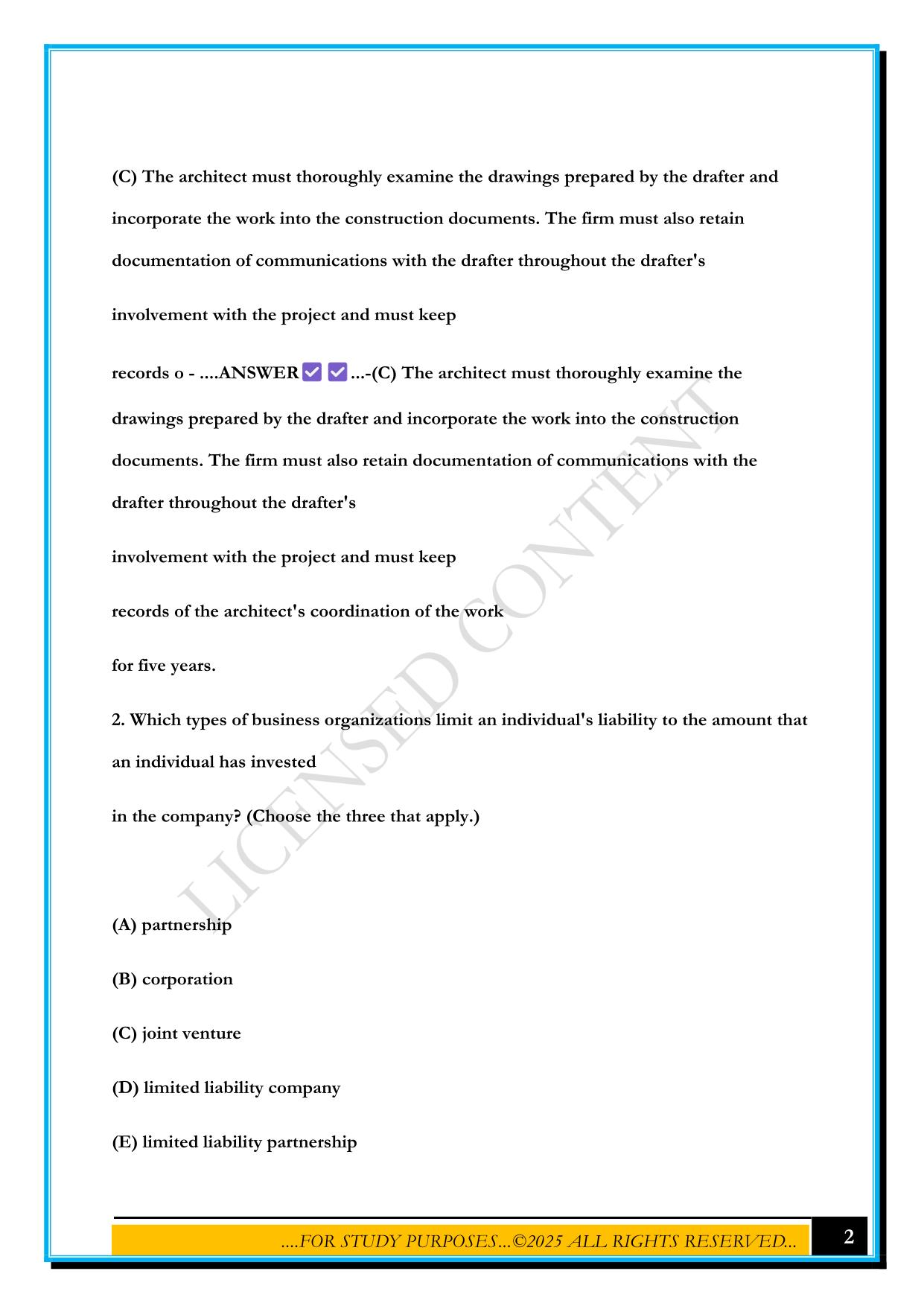 ARE PRACTICE EXAM: PRACTICE MANAGEMENT 2025 QUESTIONS AND ANSWERS