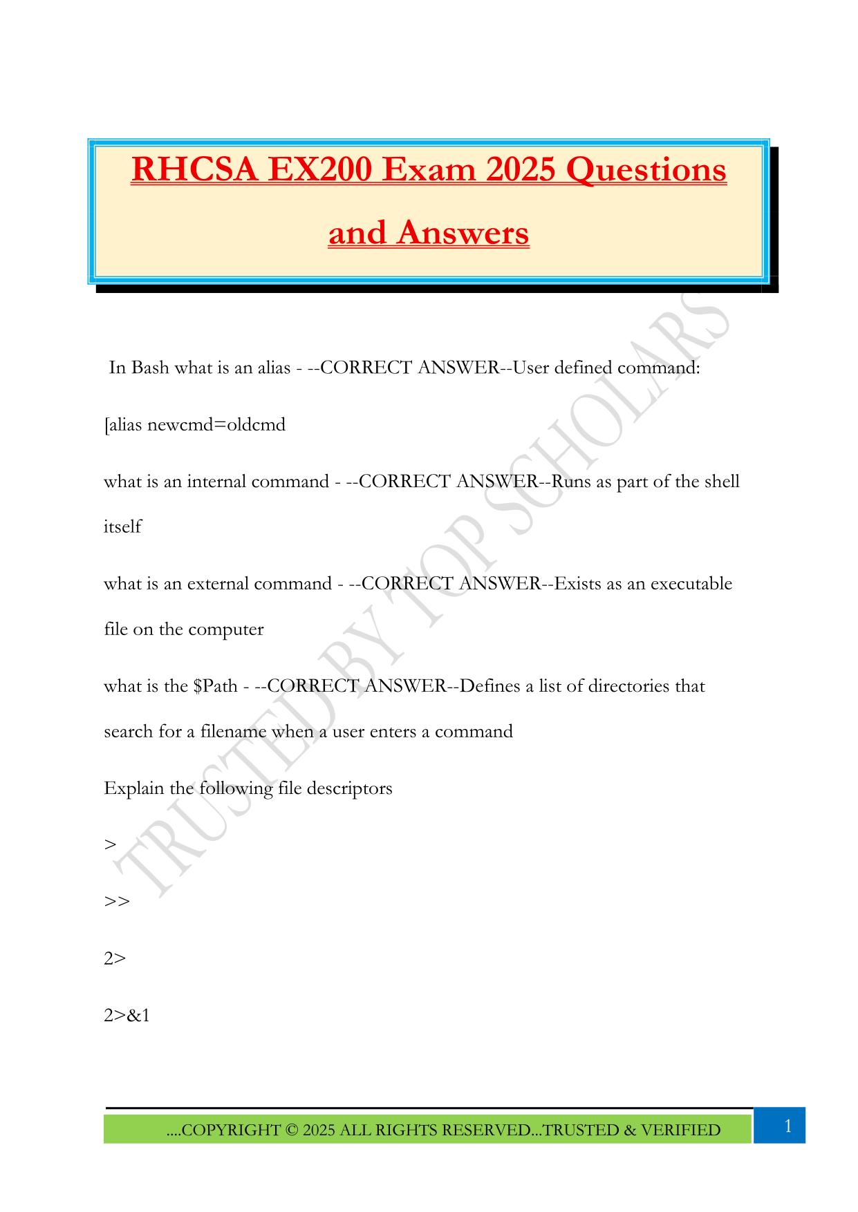 RHCSA EX200 Exam 2025 Questions and Answers