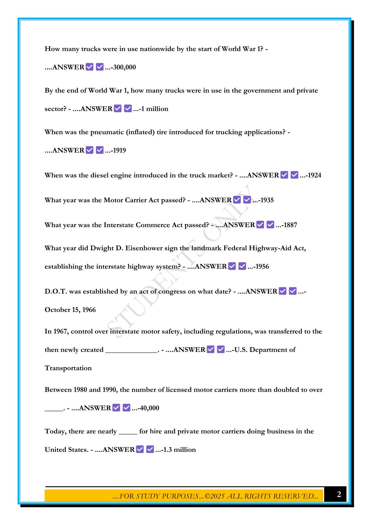 STATE TRUCK DRIVING CHAMPIONSHIP SAMPLE QUESTIONS 2025 WITH CORRECT ANSWERS