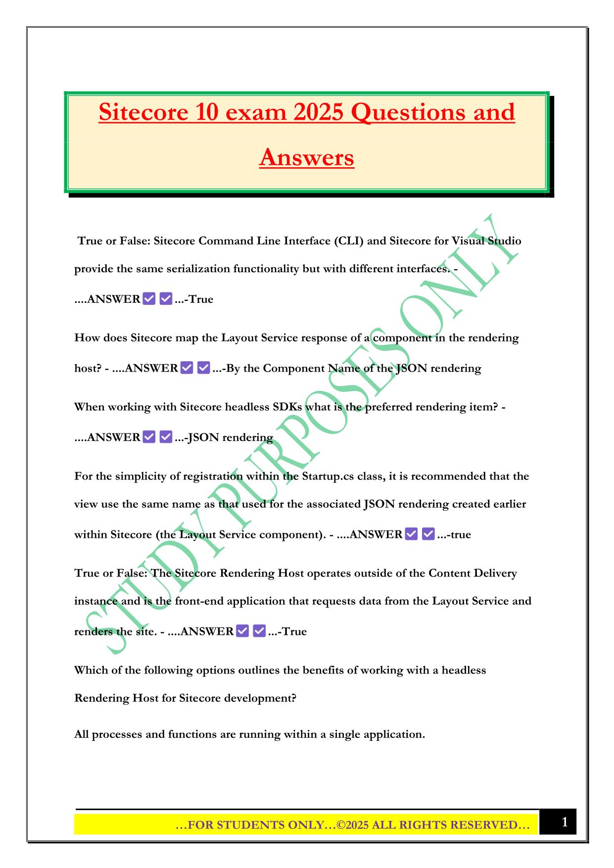 Sitecore 10 exam 2025 Questions and Answers