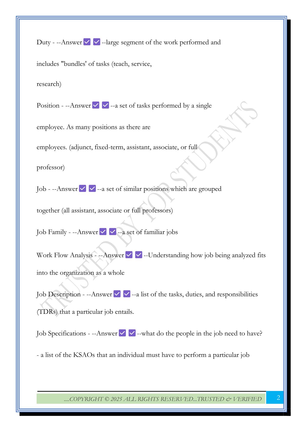 HRMN 3420 Exam 2 Dr. Walker Exam 2025 Questions and Answers