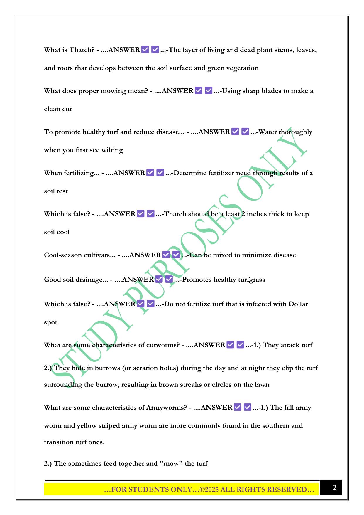 Ornamental and Turf Pesticide Applicators exam 2025 Questions and Answers