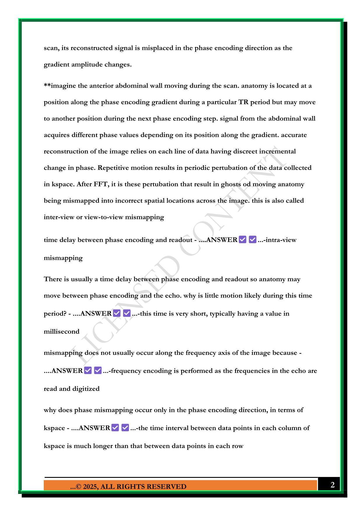 MRI IN PRACTICE CHAPTER 8: ARTIFACTS EXAM 2025 QUESTIONS AND ANSWERS