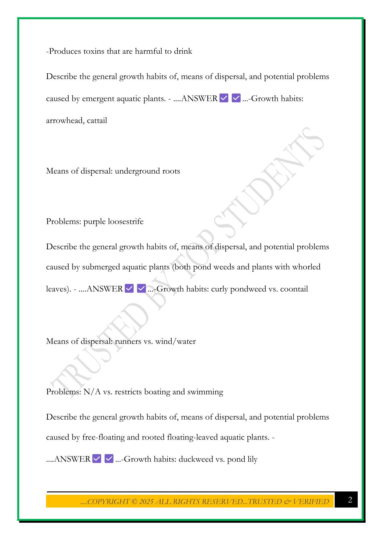 AQUATIC & MOSQUITO- COMMERCIAL CATEGORY 5.0 EXAM 2025 QUESTIONS AND ANSWERS
