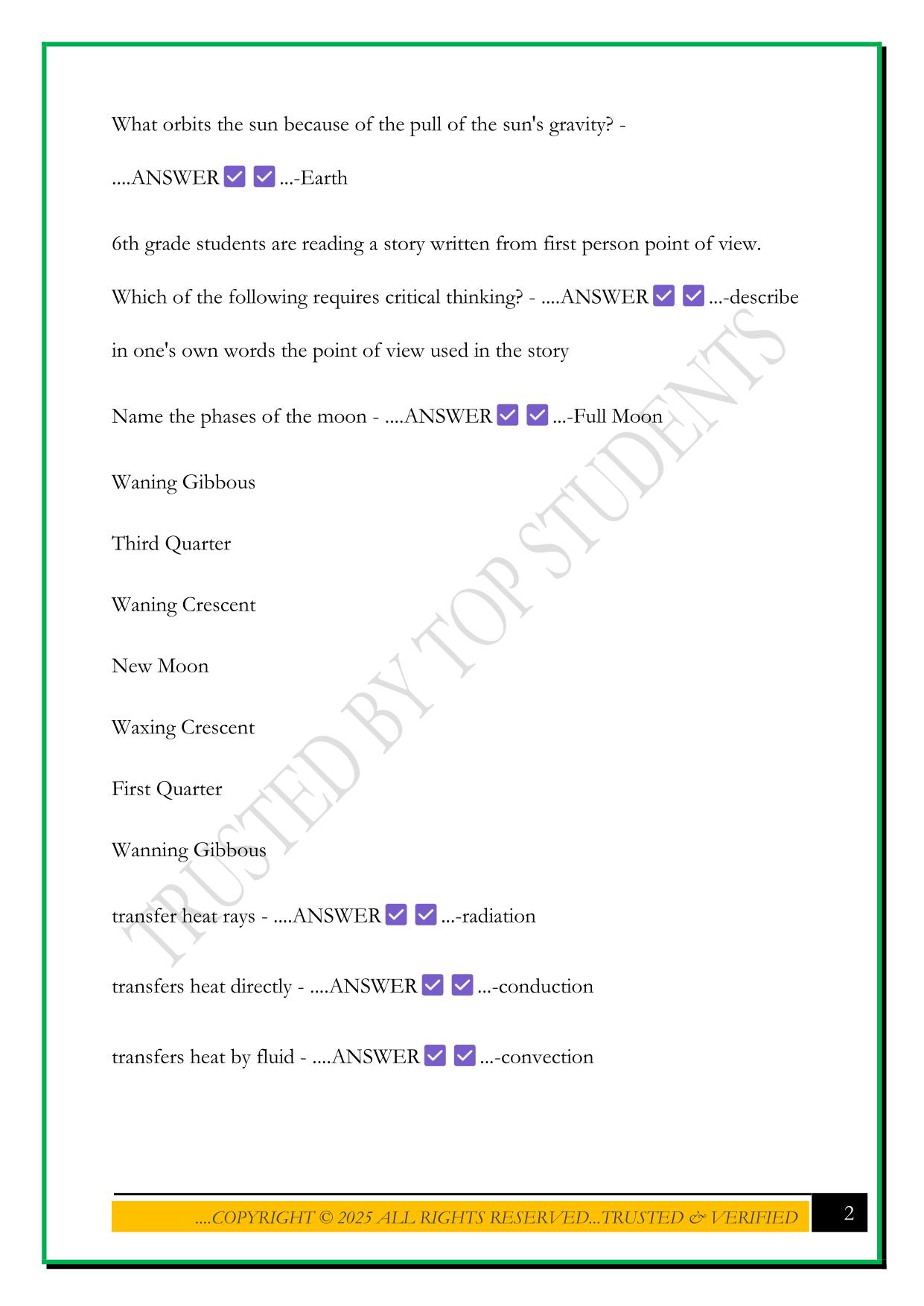 EC-6 CORE SUBJECTS EXAM 2025 QUESTIONS AND ANSWERS