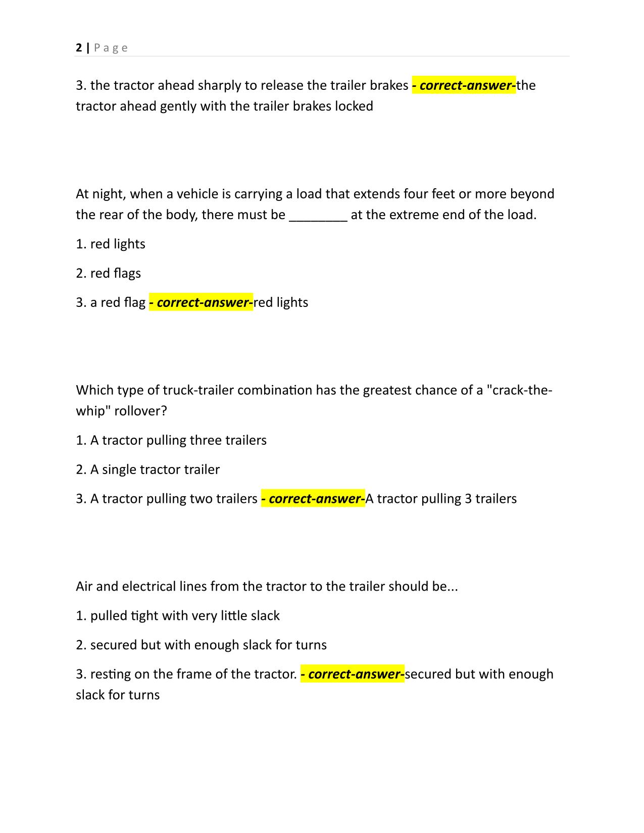 CDL - COMBINATION VEHICLE PRACTICE TEST 2025 | LATEST ACTUAL EXAM REVIEW Q&A | ALREADY GRADED A+