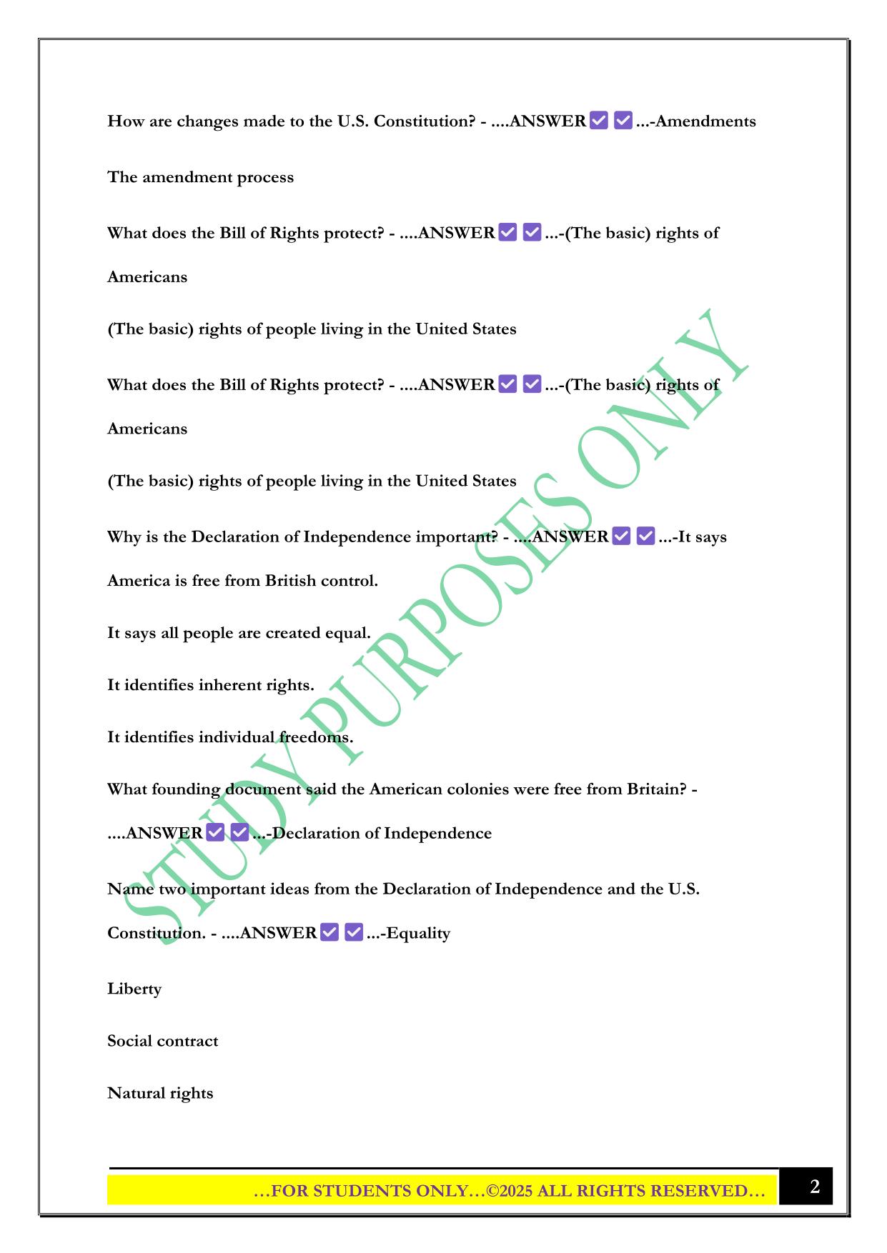 ELED 344 Civics Exam 2025 Questions and Answers
