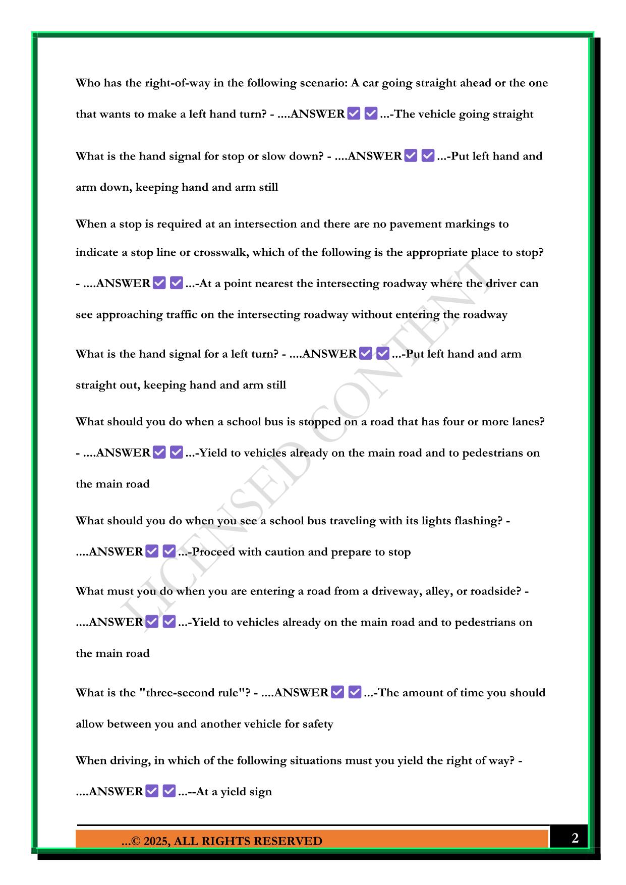 OHIO DRIVING TEST 2025 QUESTIONS AND ANSWERS