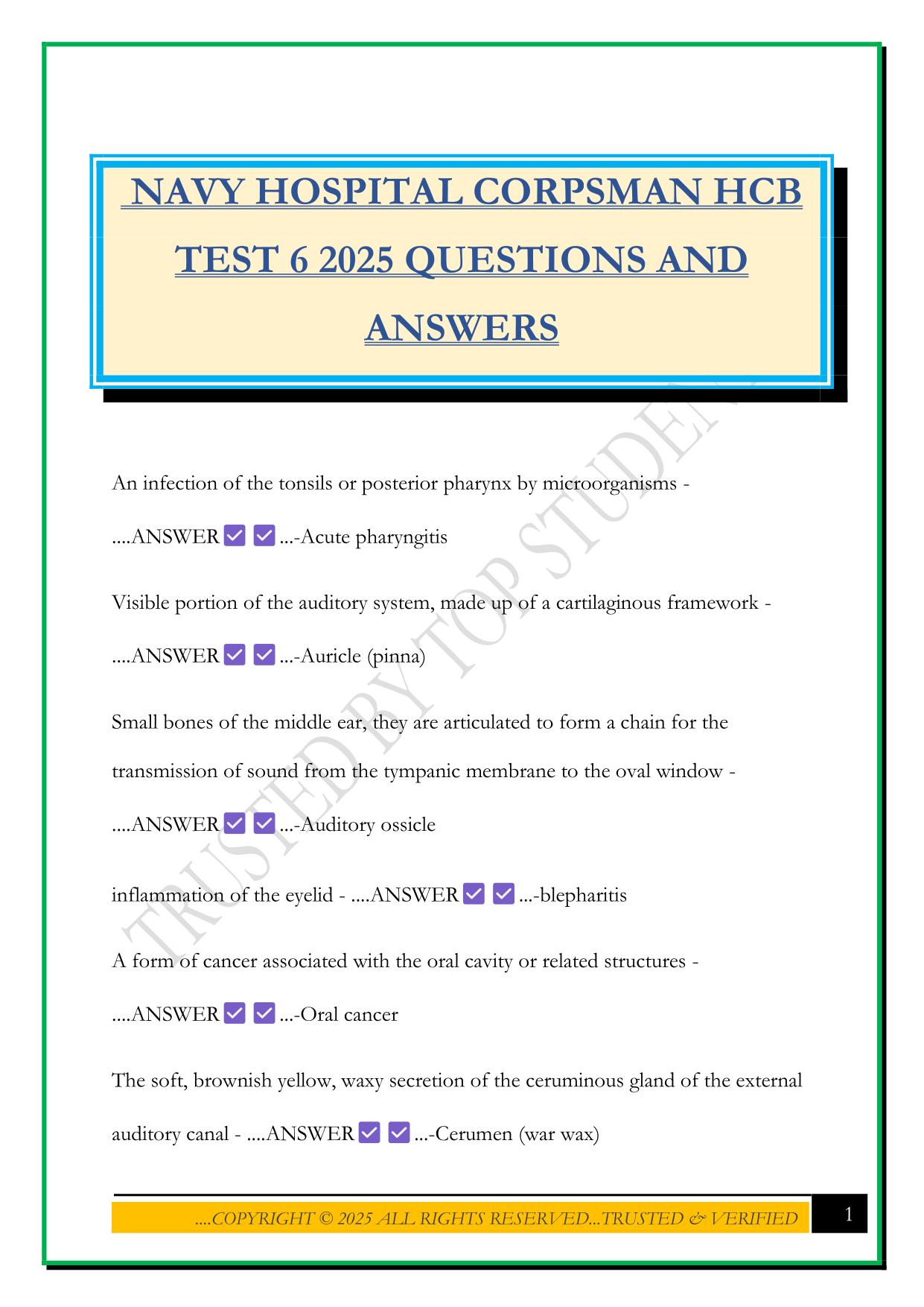 HCB Bundled Exams Questions and Answers |100% Pass |Verified and Updated 